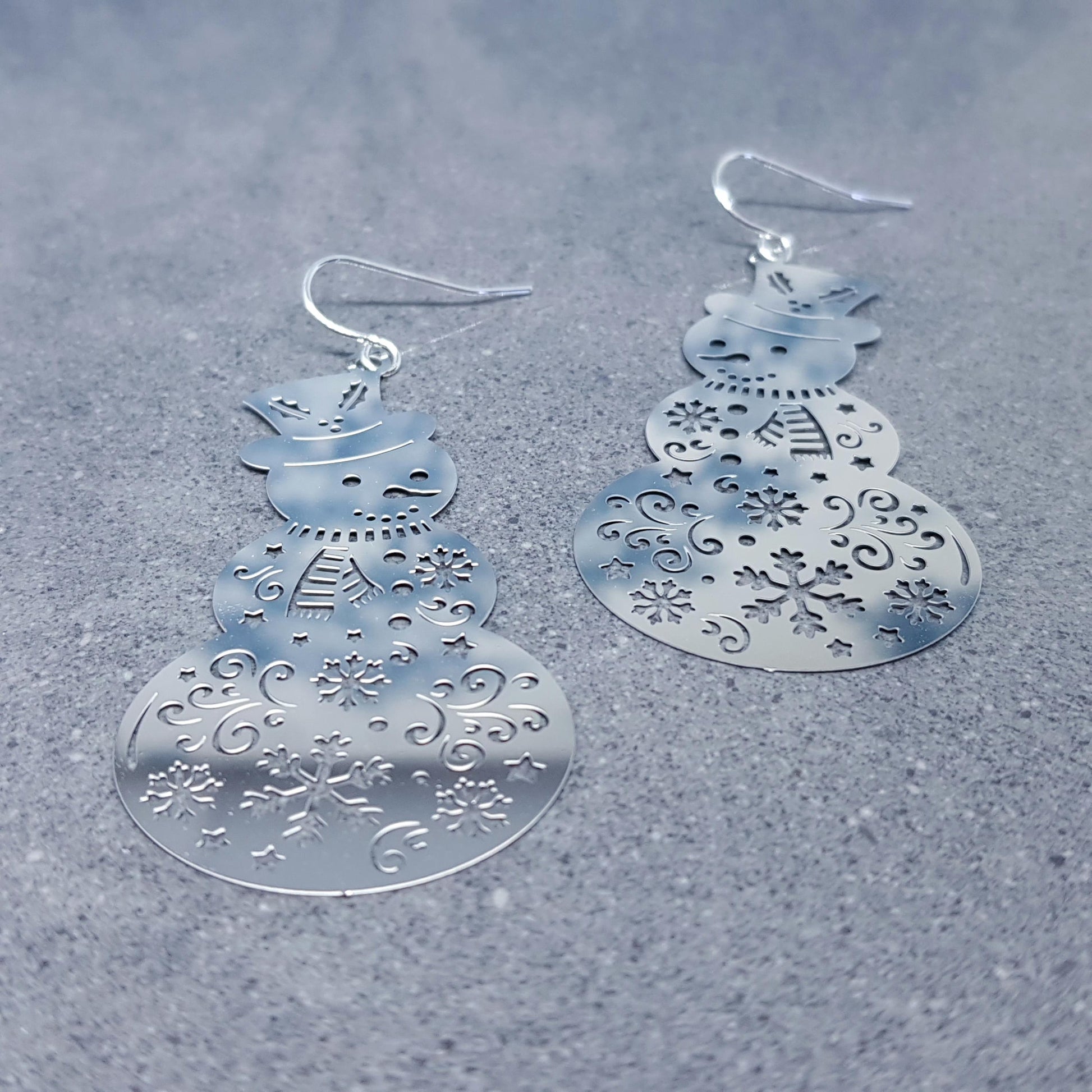 Snowmen Earrings, Stainless Steel Earrings, Christmas Earrings with a choice of Ear Wires
