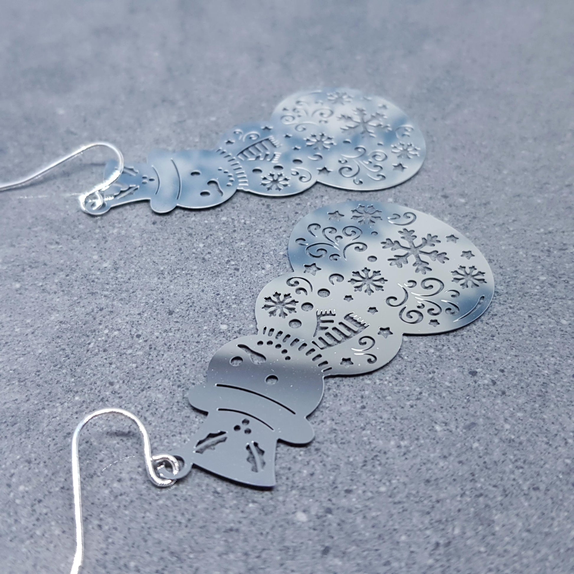 Snowmen Earrings, Stainless Steel Earrings, Christmas Earrings with a choice of Ear Wires