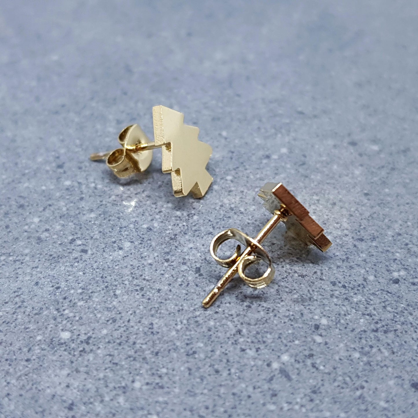 Christmas Tree Earrings, Stainless Steel Ear Studs, Hypoallergenic Earrings, Gold Tree Earrings, Christmas Earrings, Festive Earrings