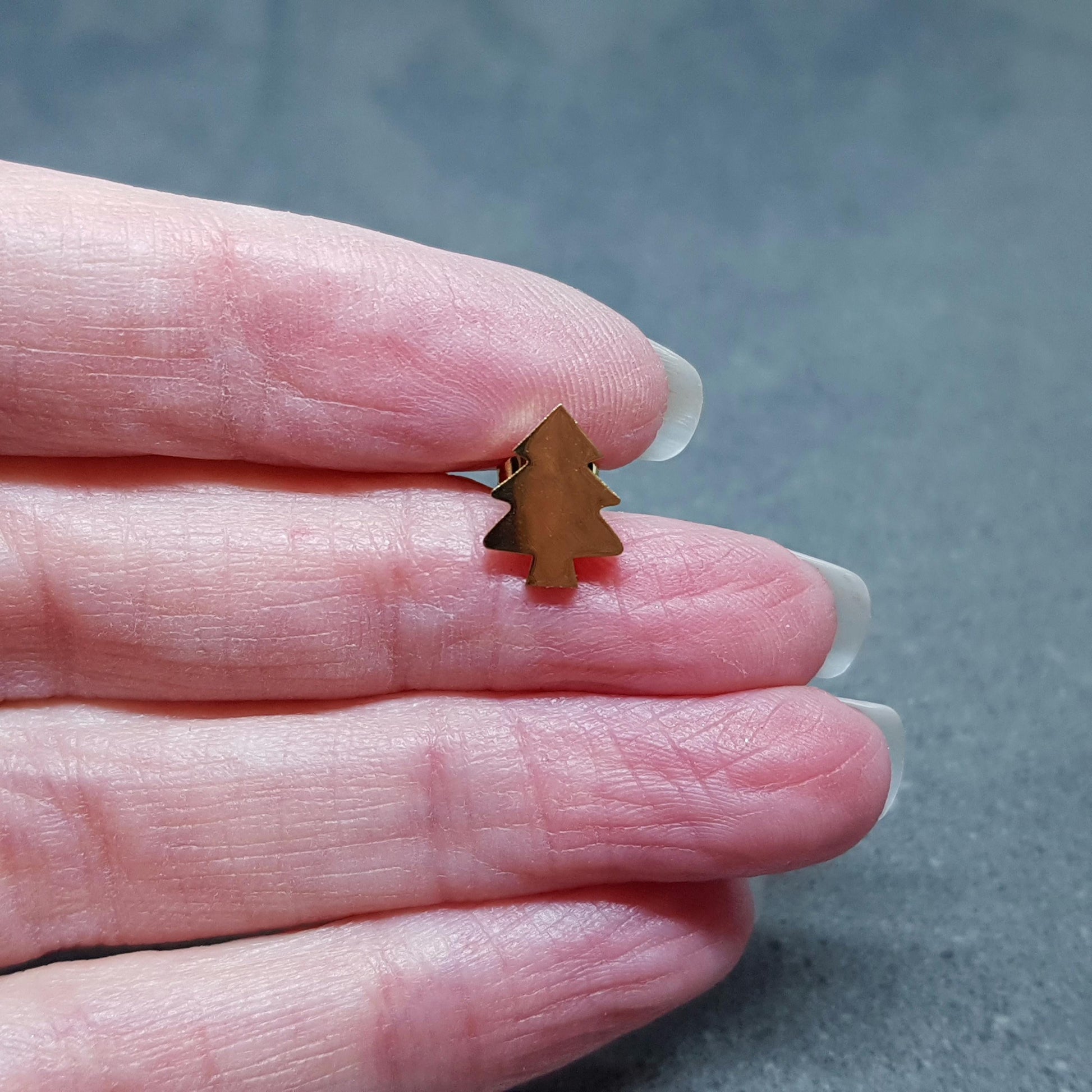 Christmas Tree Earrings, Stainless Steel Ear Studs, Hypoallergenic Earrings, Gold Tree Earrings, Christmas Earrings, Festive Earrings
