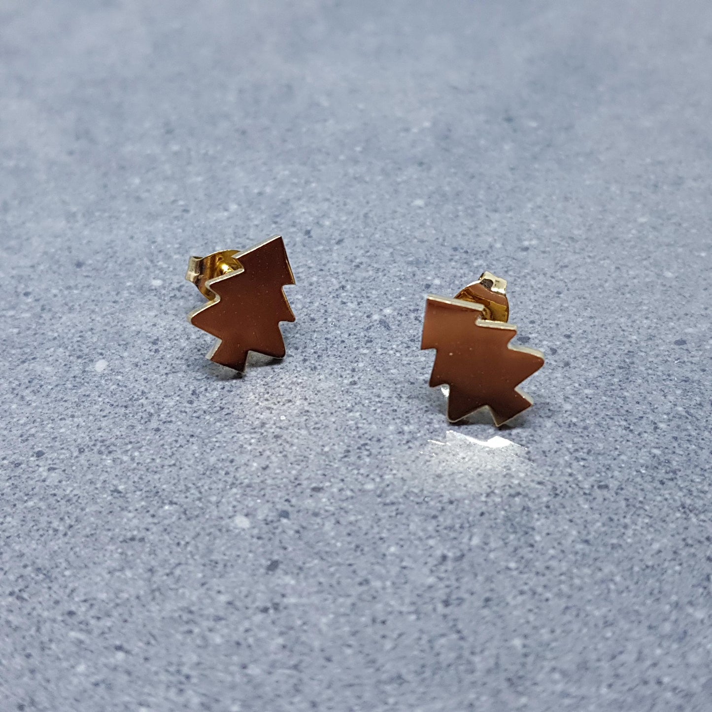 Christmas Tree Earrings, Stainless Steel Ear Studs, Hypoallergenic Earrings, Gold Tree Earrings, Christmas Earrings, Festive Earrings
