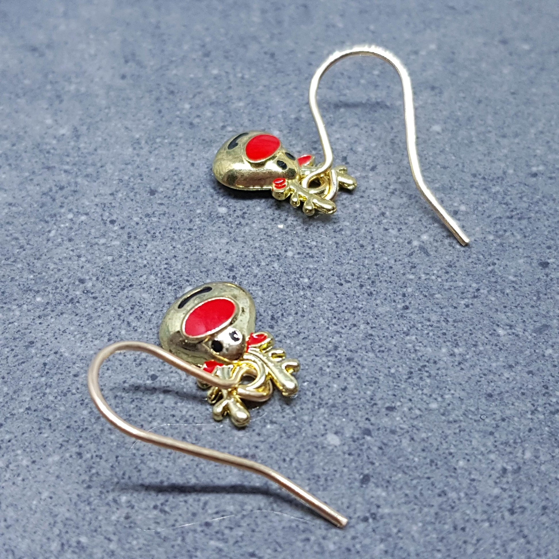Rudolf the Reindeer Earrings, Hypoallergenic Ear Wires, Gold Reindeer Earrings, Christmas Earrings, Festive Earrings