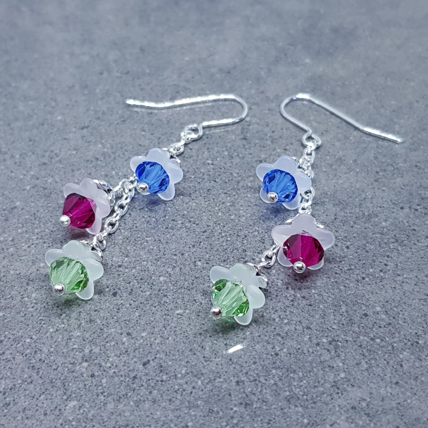 Family Birthstone Flower Earrings, Choice of Ear Wires, Personalised Jewelry, Special Occasion, Multi Birth Month, PRIMERO Crystals®