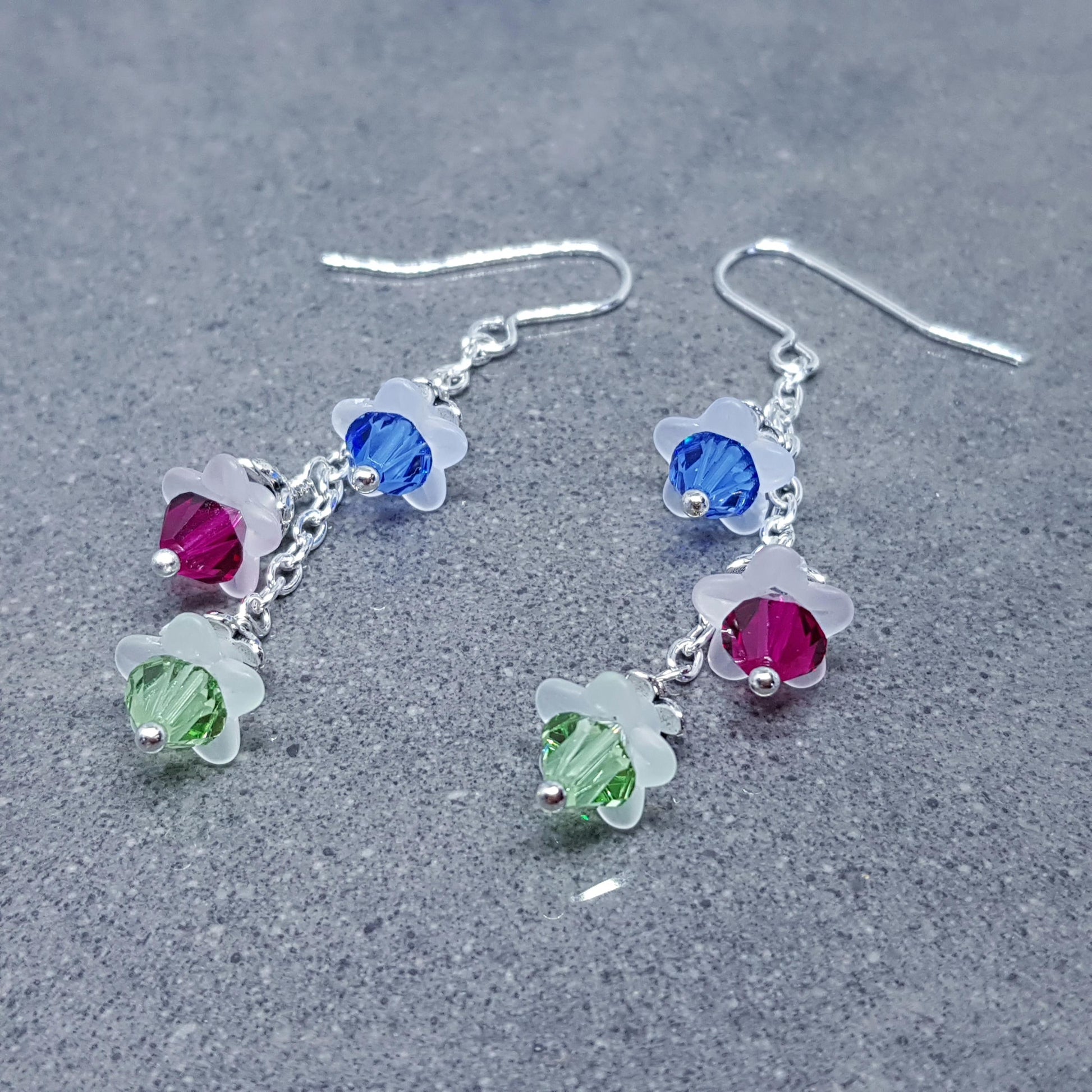 Family Birthstone Flower Earrings, Choice of Ear Wires, Personalised Jewelry, Special Occasion, Multi Birth Month, PRIMERO Crystals®