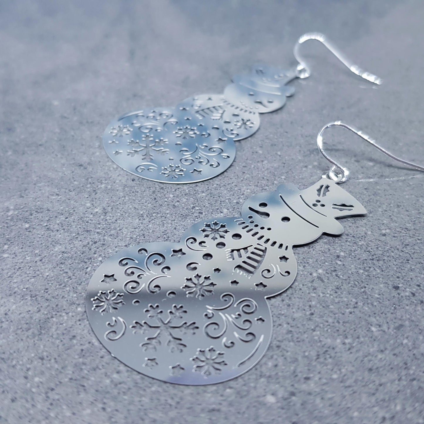 Snowmen Earrings, Stainless Steel Earrings, Christmas Earrings with a choice of Ear Wires