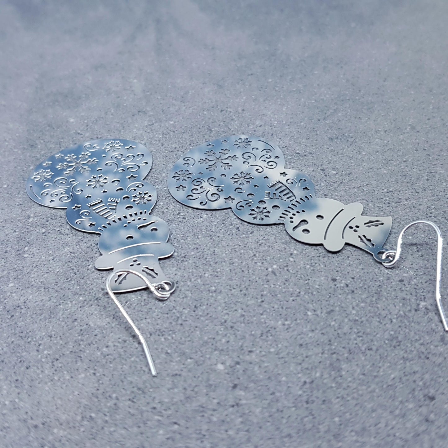Snowmen Earrings, Stainless Steel Earrings, Christmas Earrings with a choice of Ear Wires