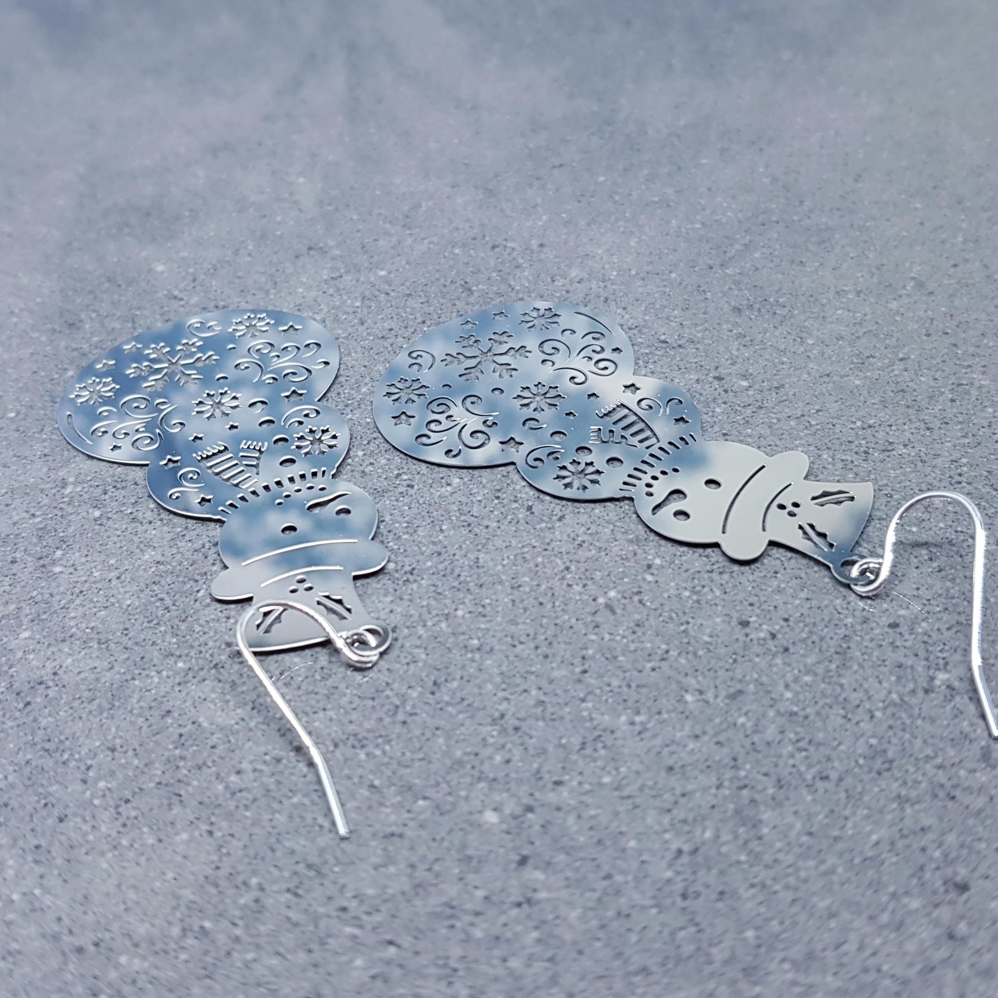 Snowmen Earrings, Stainless Steel Earrings, Christmas Earrings with a choice of Ear Wires