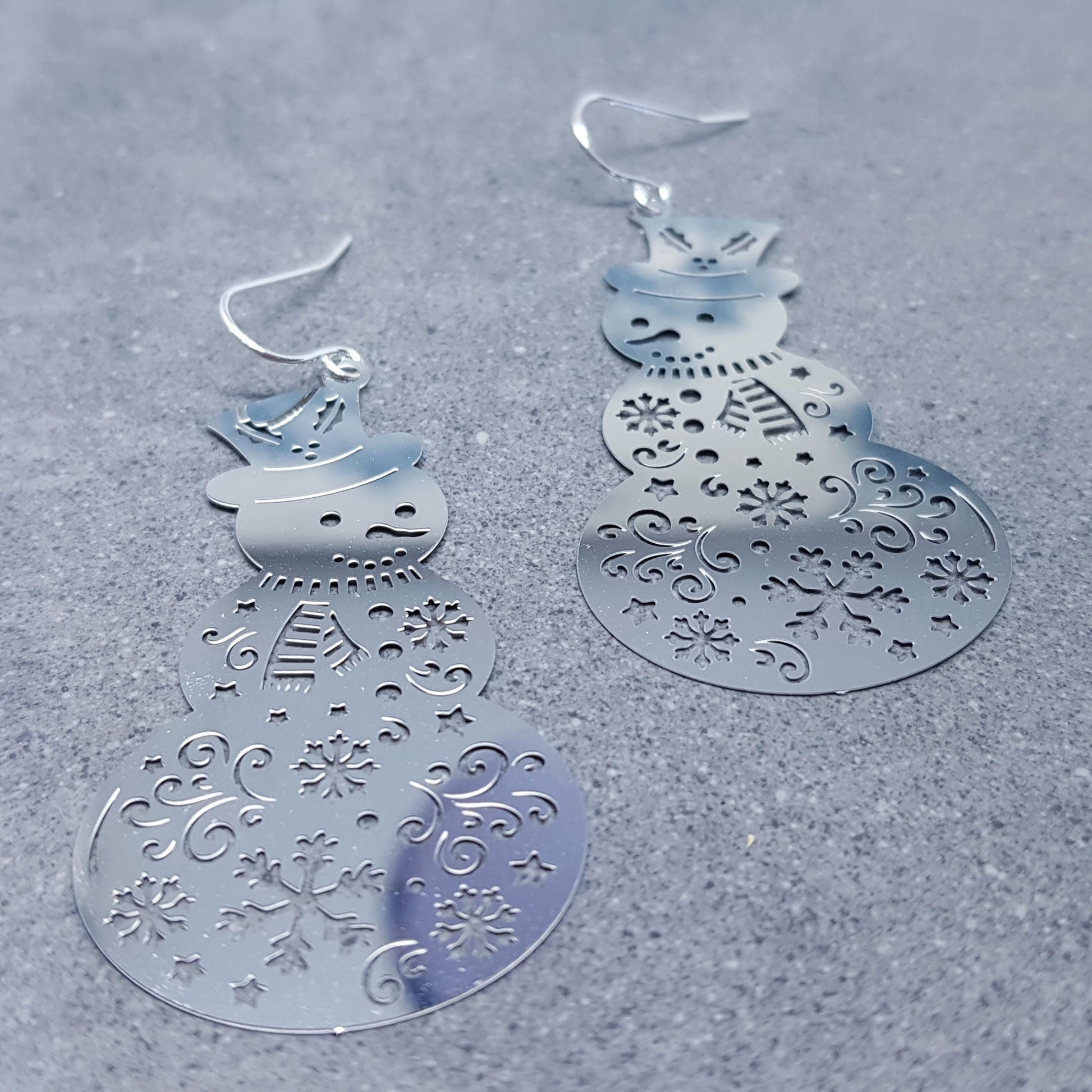 Snowmen Earrings, Stainless Steel Earrings, Christmas Earrings with a choice of Ear Wires
