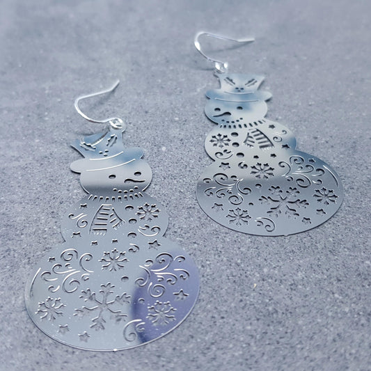 Snowmen Earrings, Stainless Steel Earrings, Christmas Earrings with a choice of Ear Wires