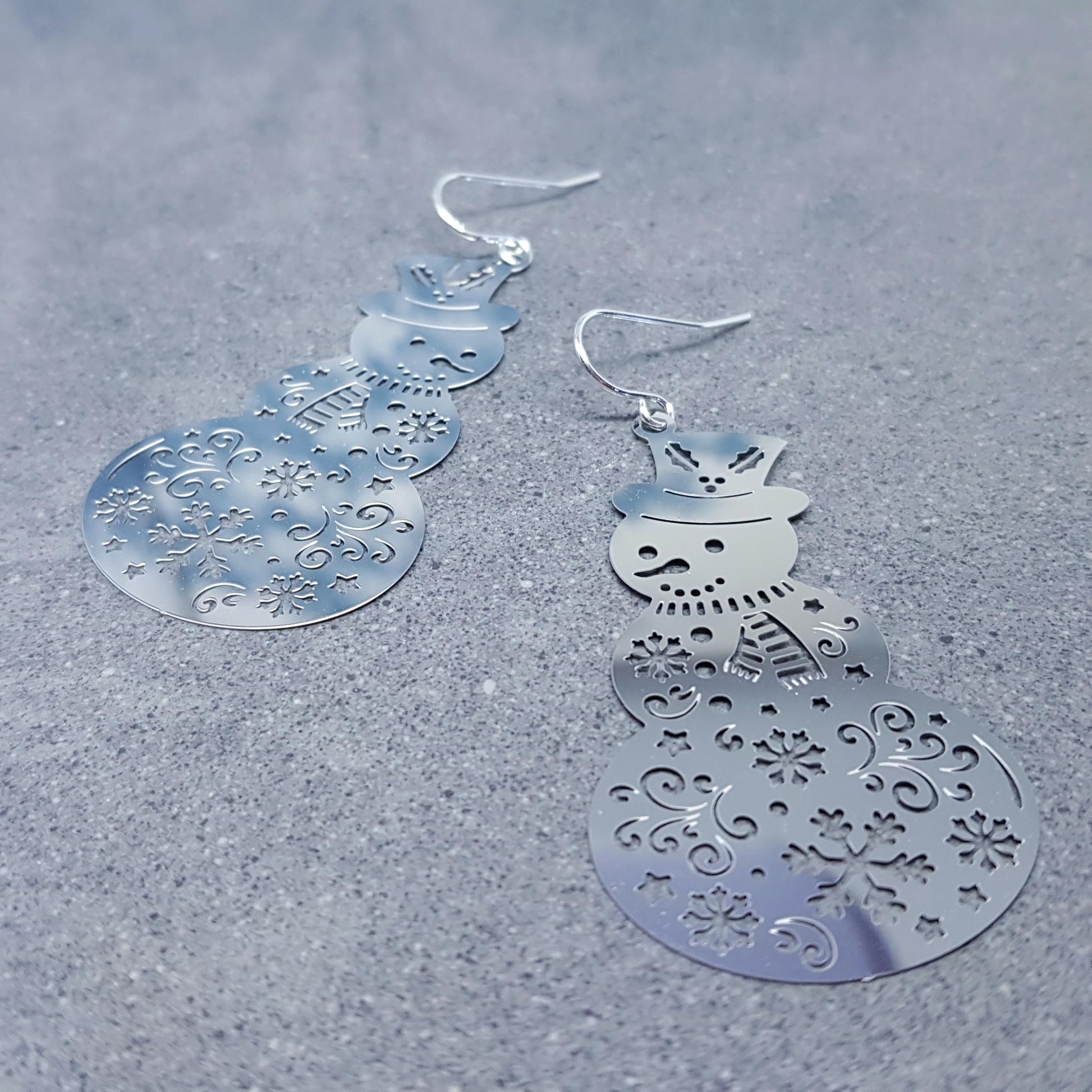 Snowmen Earrings, Stainless Steel Earrings, Christmas Earrings with a choice of Ear Wires
