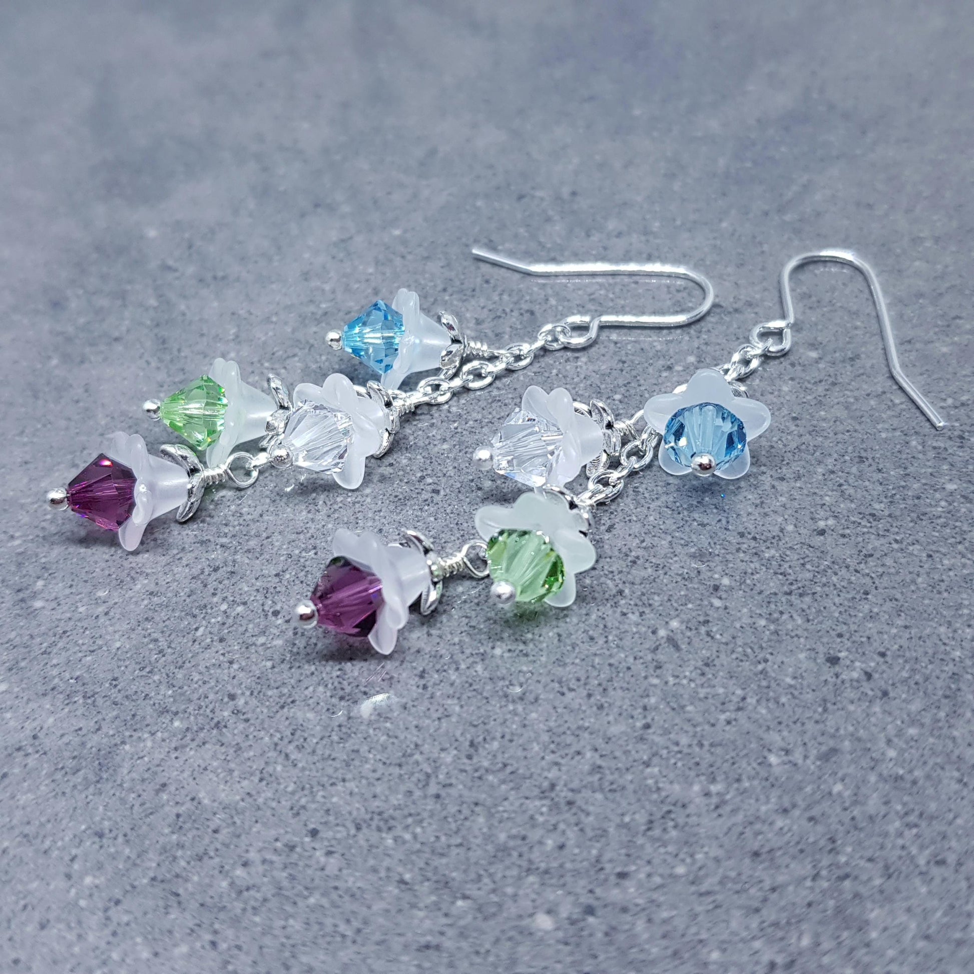 Family Birthstone Flower Earrings, Choice of Ear Wires, Personalised Jewelry, Special Occasion, Multi Birth Month, PRIMERO Crystals®