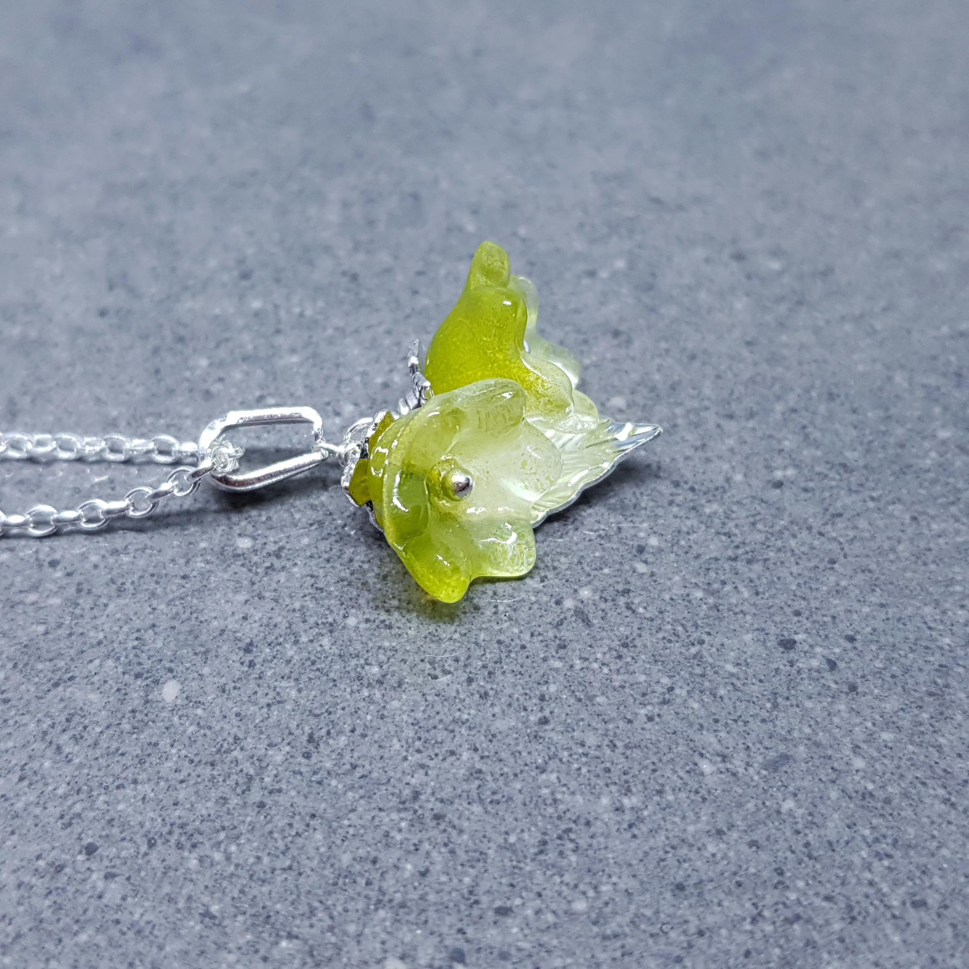 Flower Necklace, Glass Flowers, Green Bellflower, Special Occasion Earrings, Flower Earrings, Matching Earrings Available
