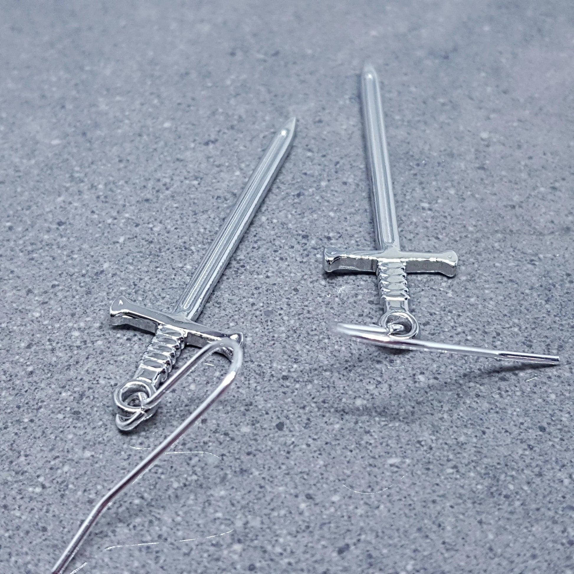 Sword Earrings, Miniature Sword, Choice of Ear Wires, Stainless Steel, Cosplay Jewellery, Gothic, Come as a Pair