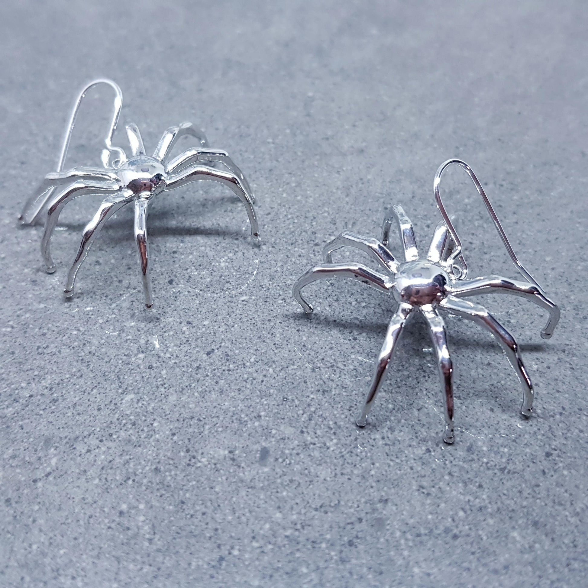 Spider Earrings, Choice of Ear Wires, Silver Earrings, Gothic Earrings, Spider Jewelry, Halloween, Cosplay, Tarantula Earrings