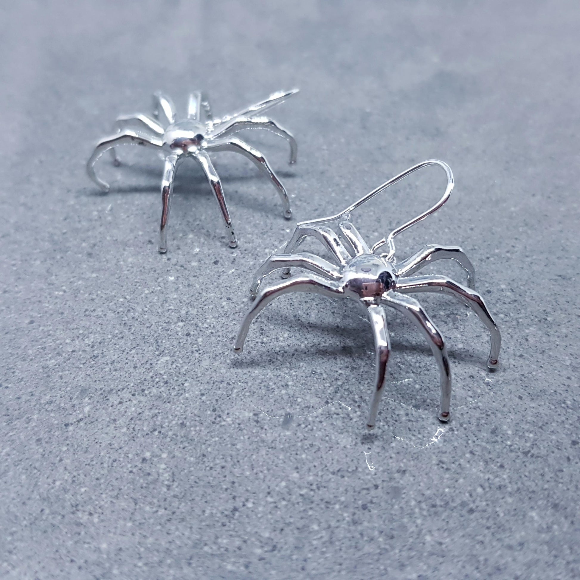 Spider Earrings, Choice of Ear Wires, Silver Earrings, Gothic Earrings, Spider Jewelry, Halloween, Cosplay, Tarantula Earrings