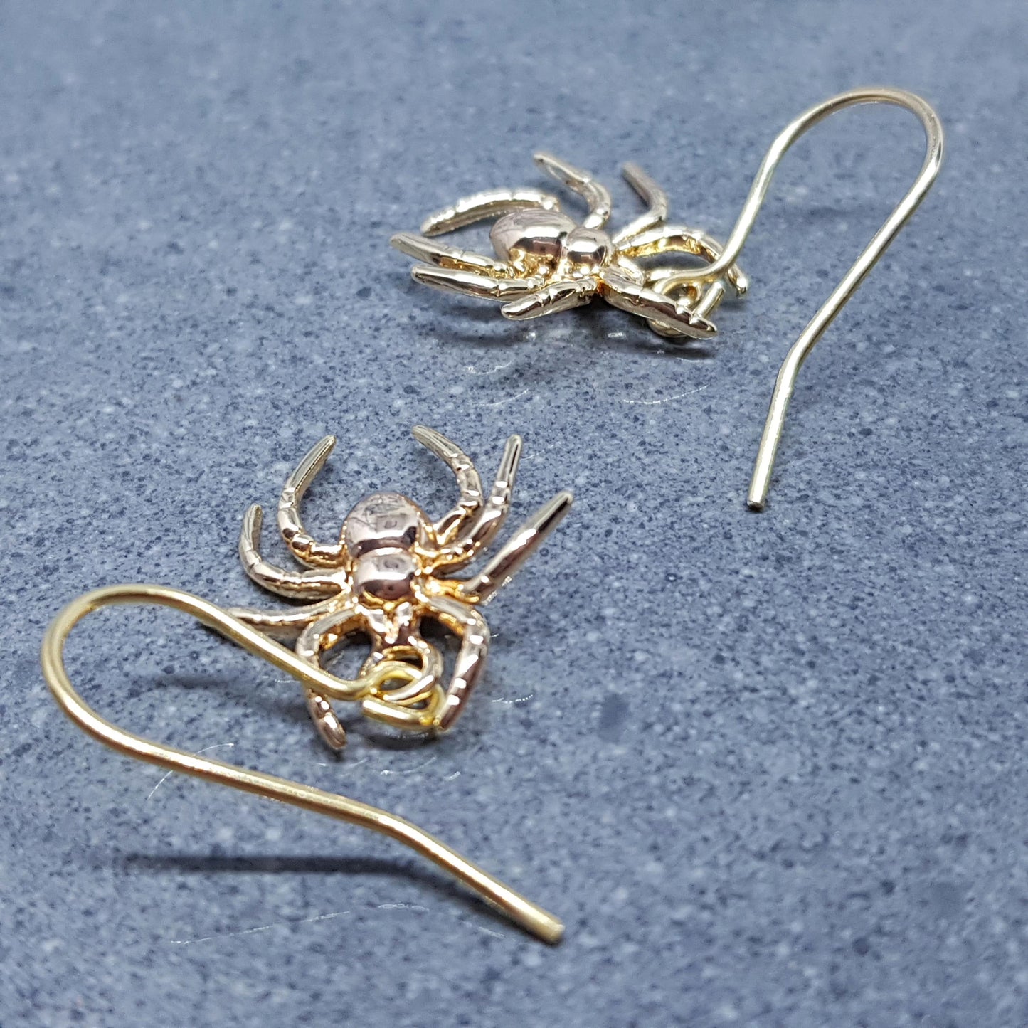 Spider Earrings, Choice of Ear Wires, Gold Earrings, Gothic Earrings, Spider Jewelry, Halloween, Cosplay, Tarantula Earrings