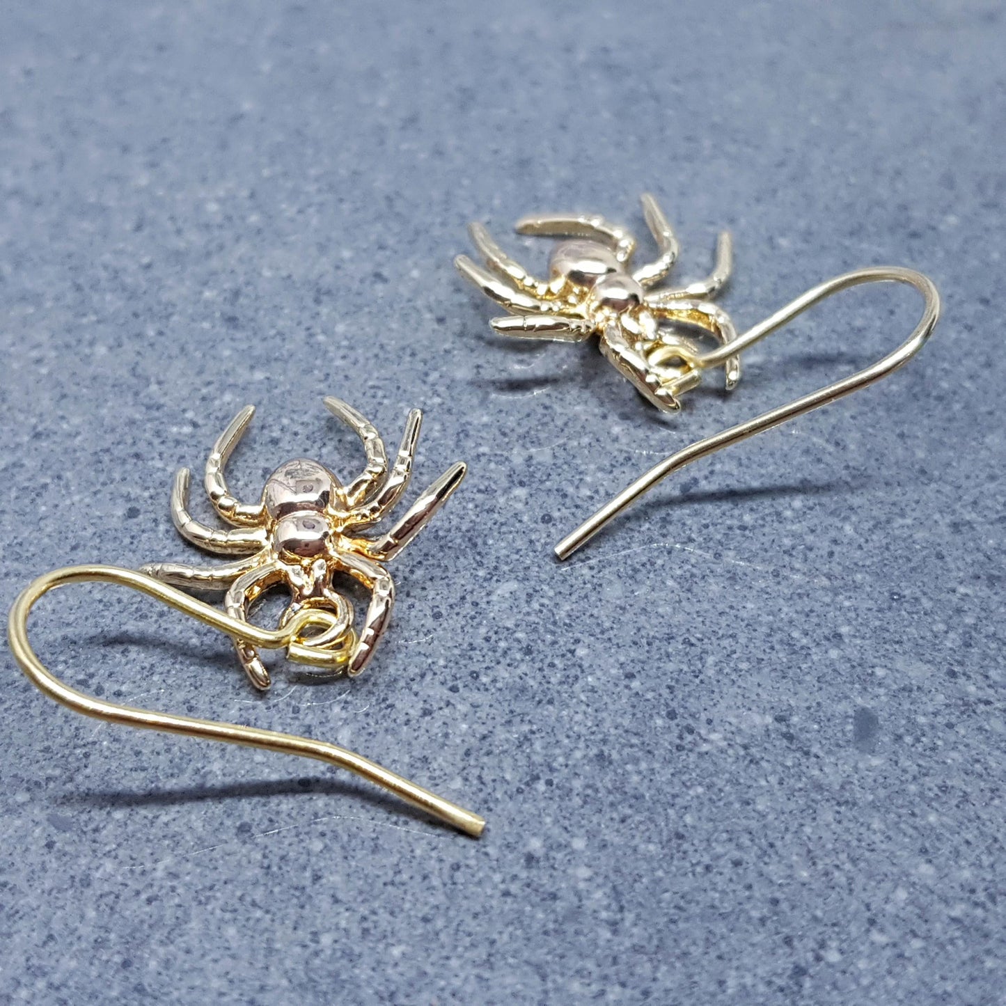 Spider Earrings, Choice of Ear Wires, Gold Earrings, Gothic Earrings, Spider Jewelry, Halloween, Cosplay, Tarantula Earrings