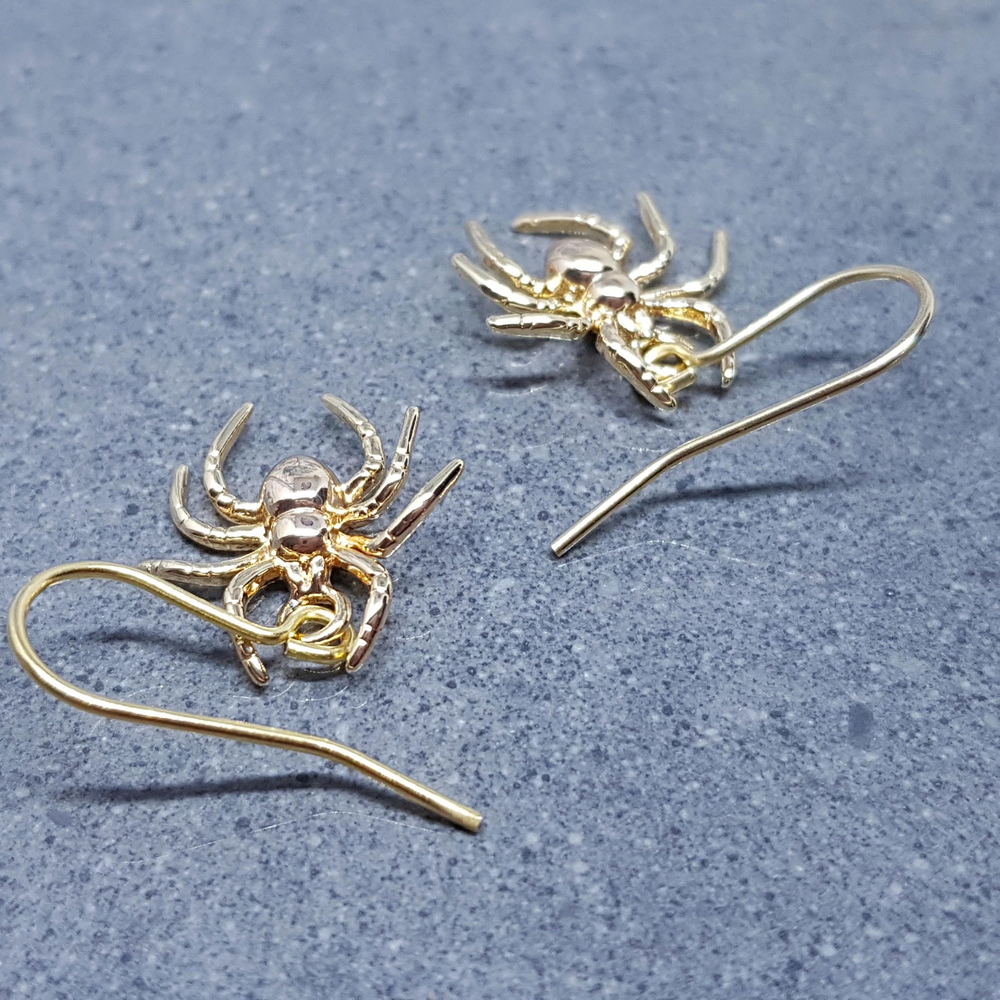 Spider Earrings, Choice of Ear Wires, Gold Earrings, Gothic Earrings, Spider Jewelry, Halloween, Cosplay, Tarantula Earrings