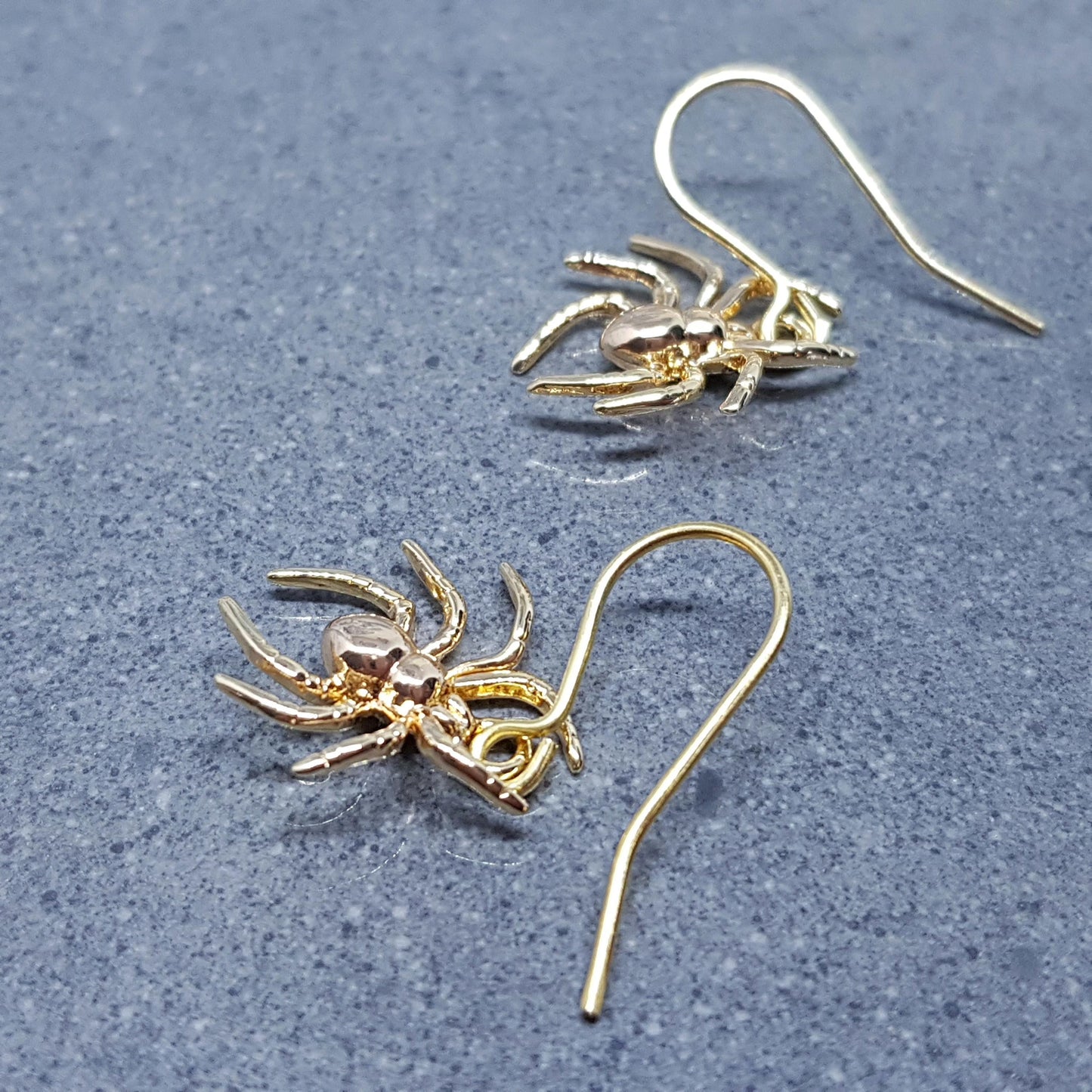 Spider Earrings, Choice of Ear Wires, Gold Earrings, Gothic Earrings, Spider Jewelry, Halloween, Cosplay, Tarantula Earrings