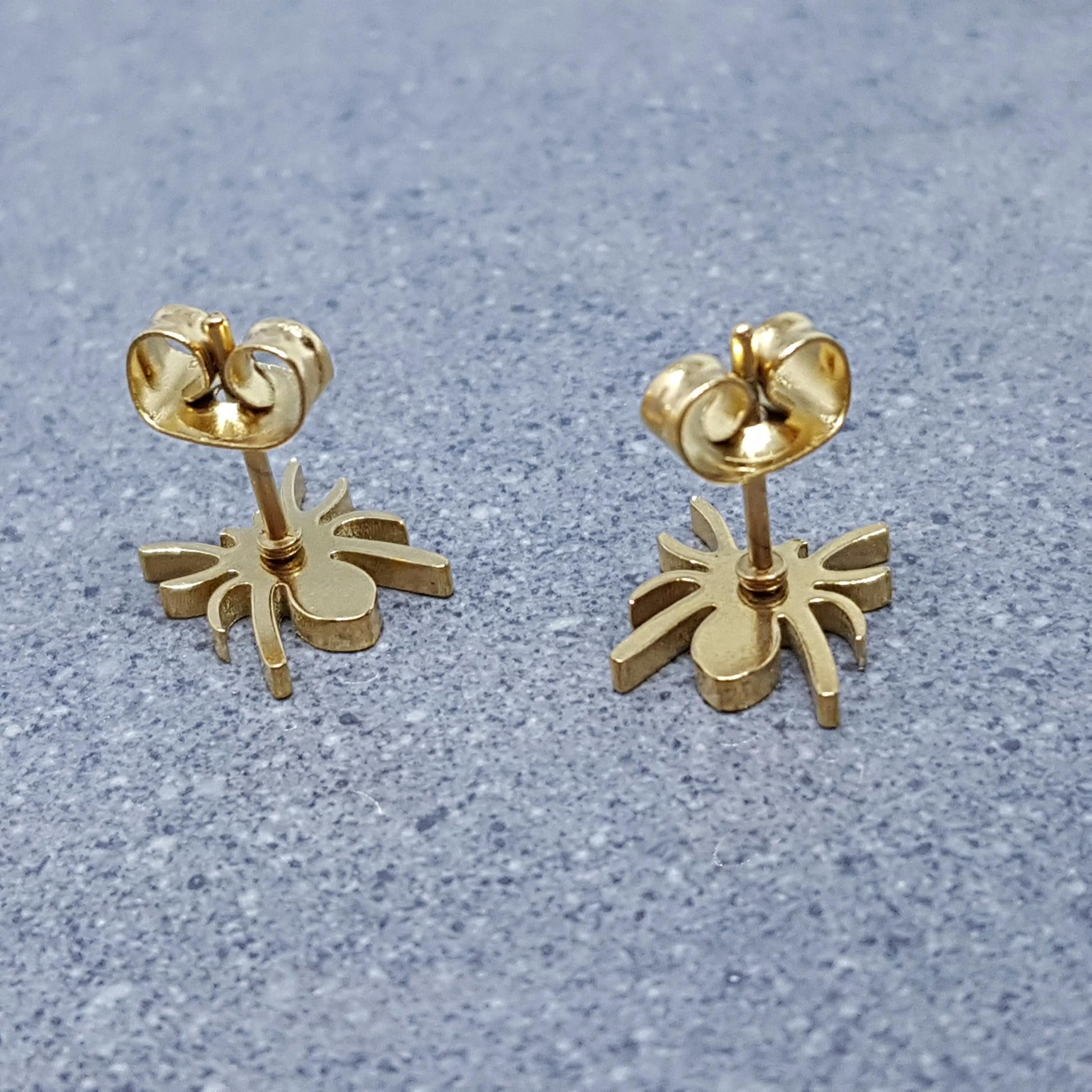 Spider Earrings, Stainless Steel Ear Studs, Hypoallergenic Earrings, Gold Spider Earrings, Halloween Earrings, Spooky Gifts