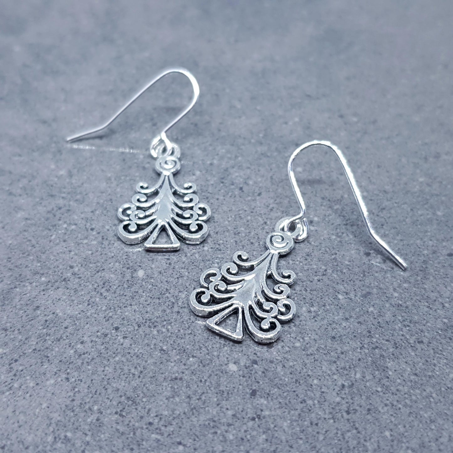 Christmas Tree Earrings, Christmas Earrings, Festive Earrings, Silver Christmas Tree