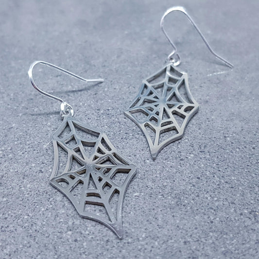 Spider Web Earrings, Choice of Ear Wires, Stainless Steel, Cob Web Earrings, Gothic Earrings, Spider Earrings, Halloween