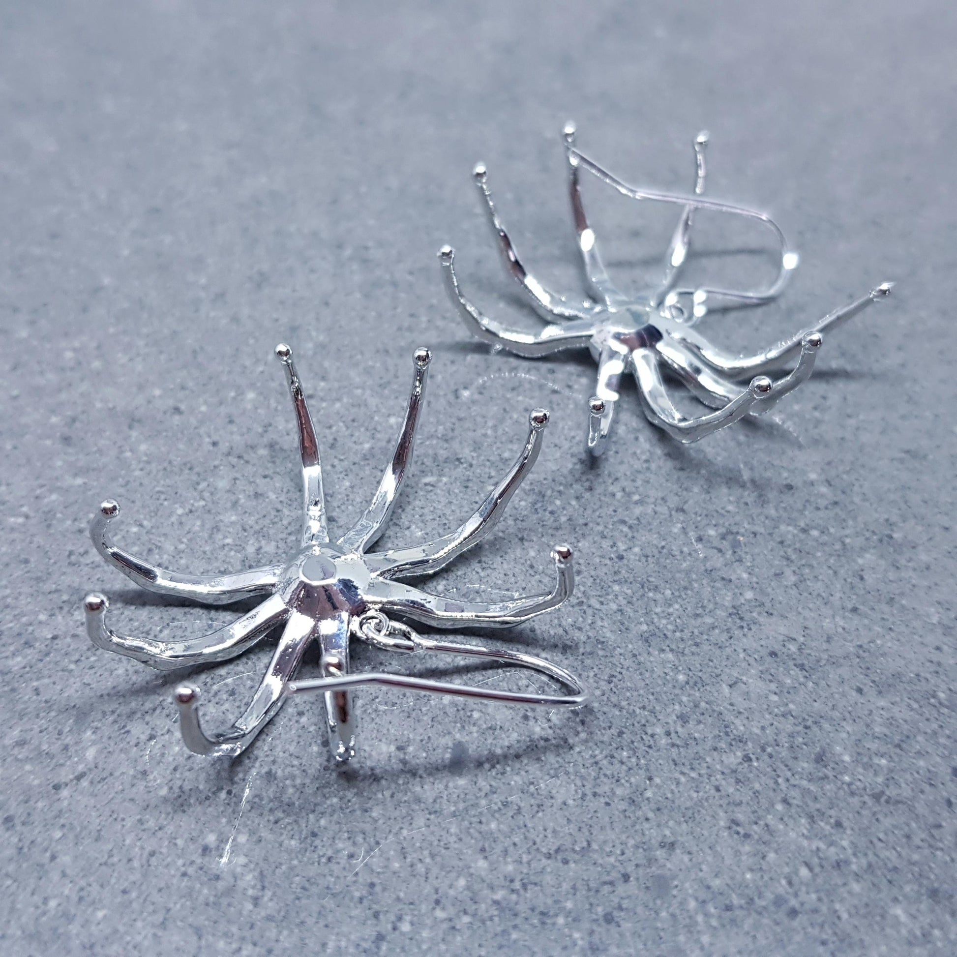 Spider Earrings, Choice of Ear Wires, Silver Earrings, Gothic Earrings, Spider Jewelry, Halloween, Cosplay, Tarantula Earrings