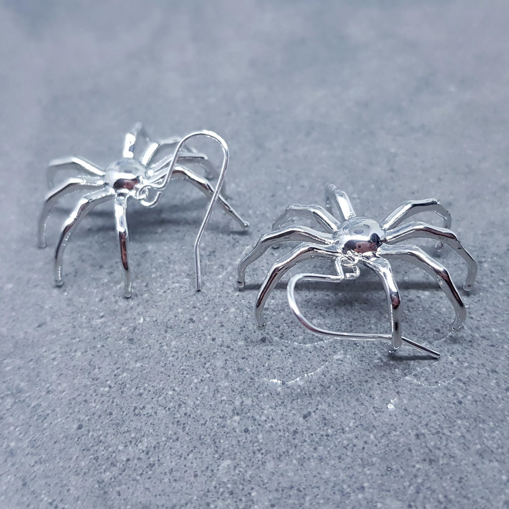 Spider Earrings, Choice of Ear Wires, Silver Earrings, Gothic Earrings, Spider Jewelry, Halloween, Cosplay, Tarantula Earrings