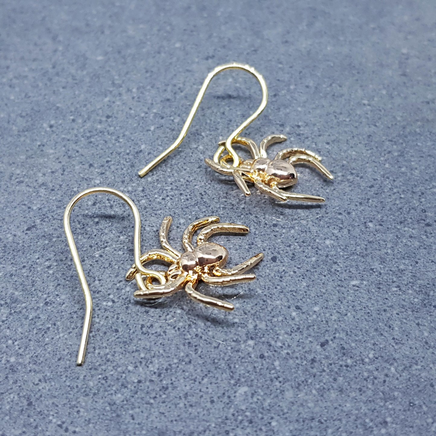 Spider Earrings, Choice of Ear Wires, Gold Earrings, Gothic Earrings, Spider Jewelry, Halloween, Cosplay, Tarantula Earrings