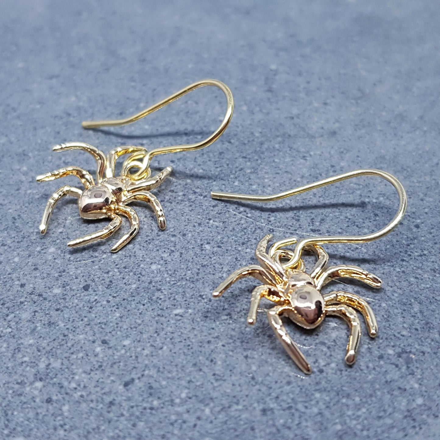 Spider Earrings, Choice of Ear Wires, Gold Earrings, Gothic Earrings, Spider Jewelry, Halloween, Cosplay, Tarantula Earrings