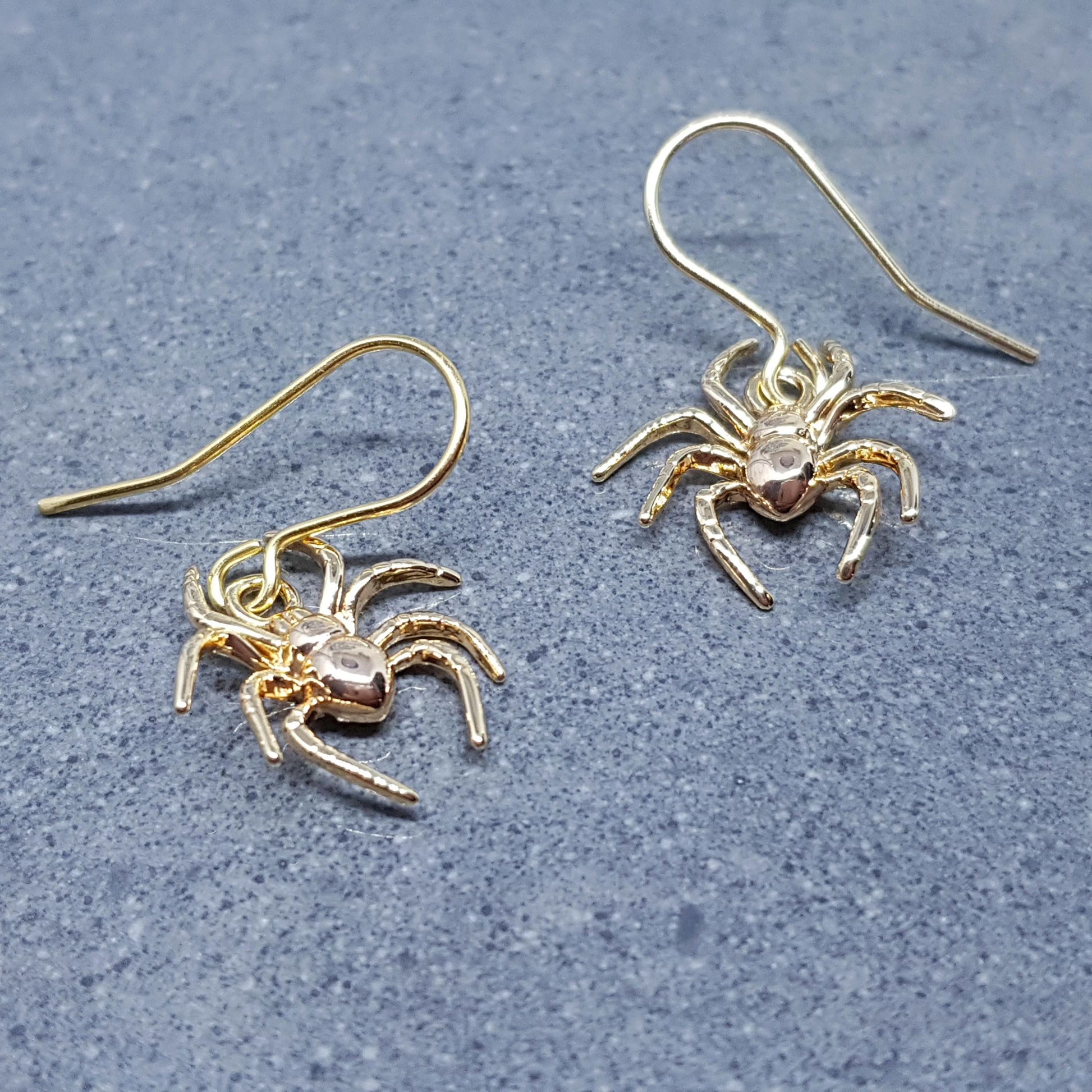 Spider Earrings, Choice of Ear Wires, Gold Earrings, Gothic Earrings, Spider Jewelry, Halloween, Cosplay, Tarantula Earrings