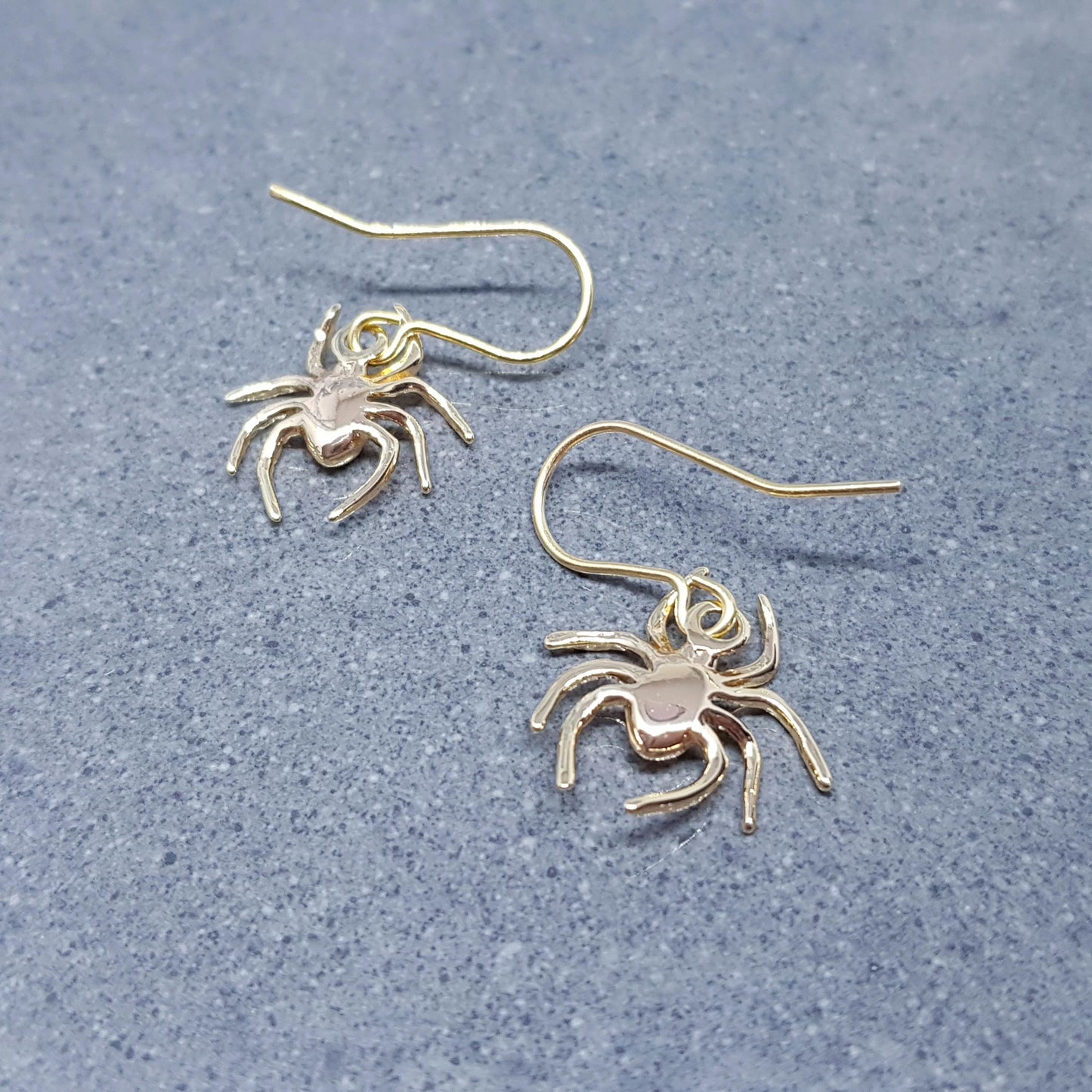 Spider Earrings, Choice of Ear Wires, Gold Earrings, Gothic Earrings, Spider Jewelry, Halloween, Cosplay, Tarantula Earrings
