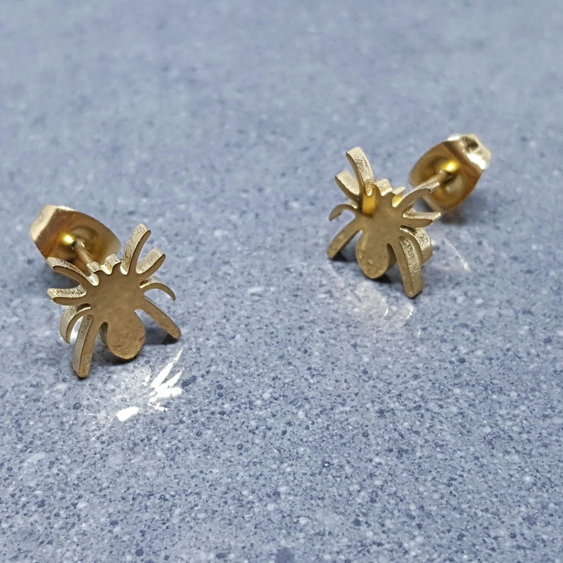 Spider Earrings, Stainless Steel Ear Studs, Hypoallergenic Earrings, Gold Spider Earrings, Halloween Earrings, Spooky Gifts