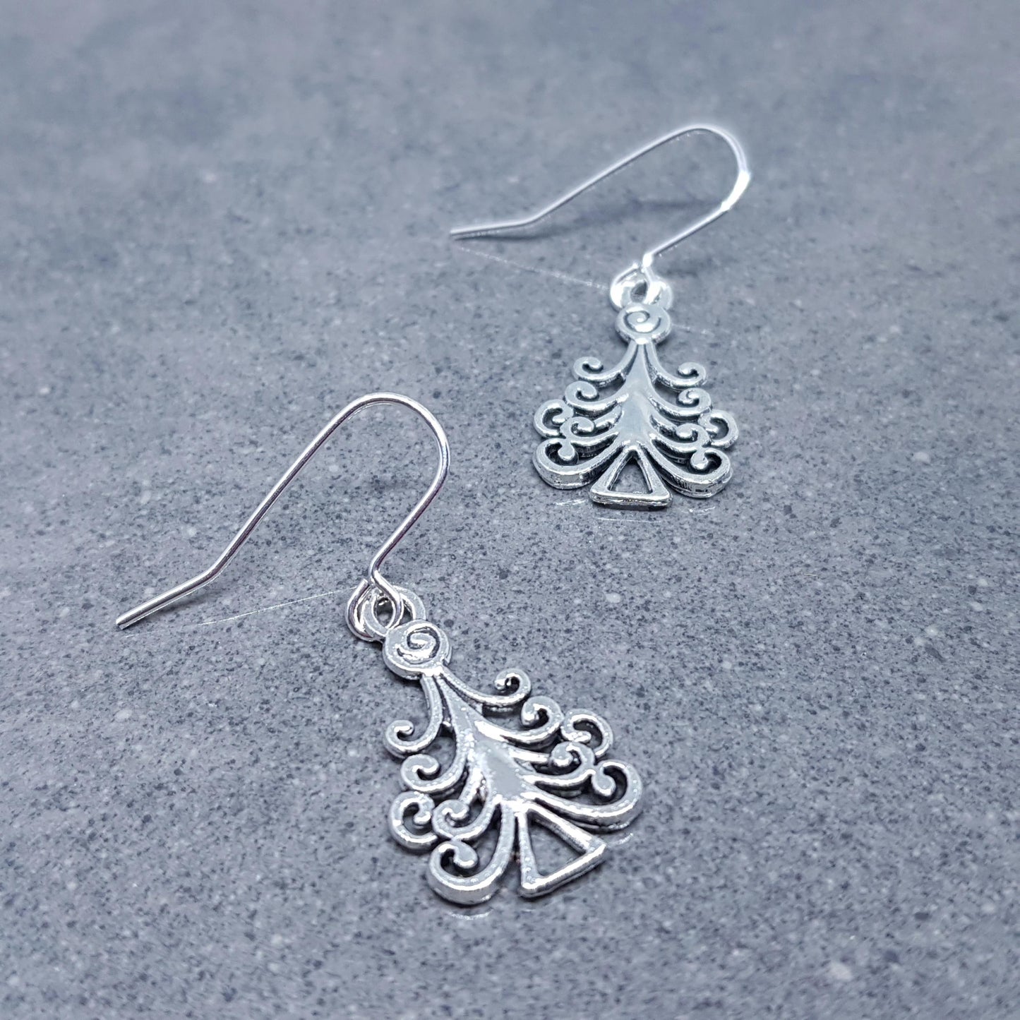 Christmas Tree Earrings, Christmas Earrings, Festive Earrings, Silver Christmas Tree