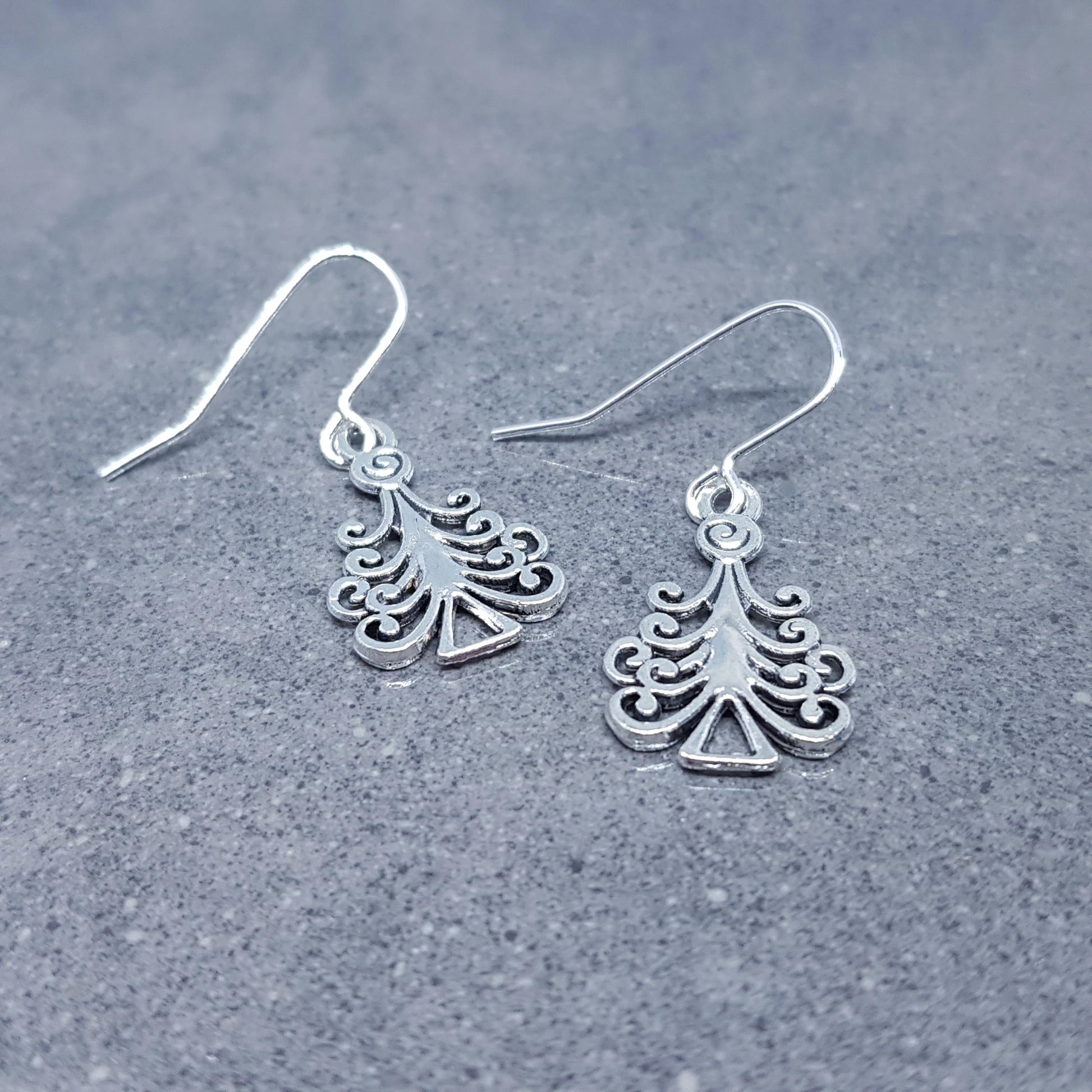 Christmas Tree Earrings, Christmas Earrings, Festive Earrings, Silver Christmas Tree