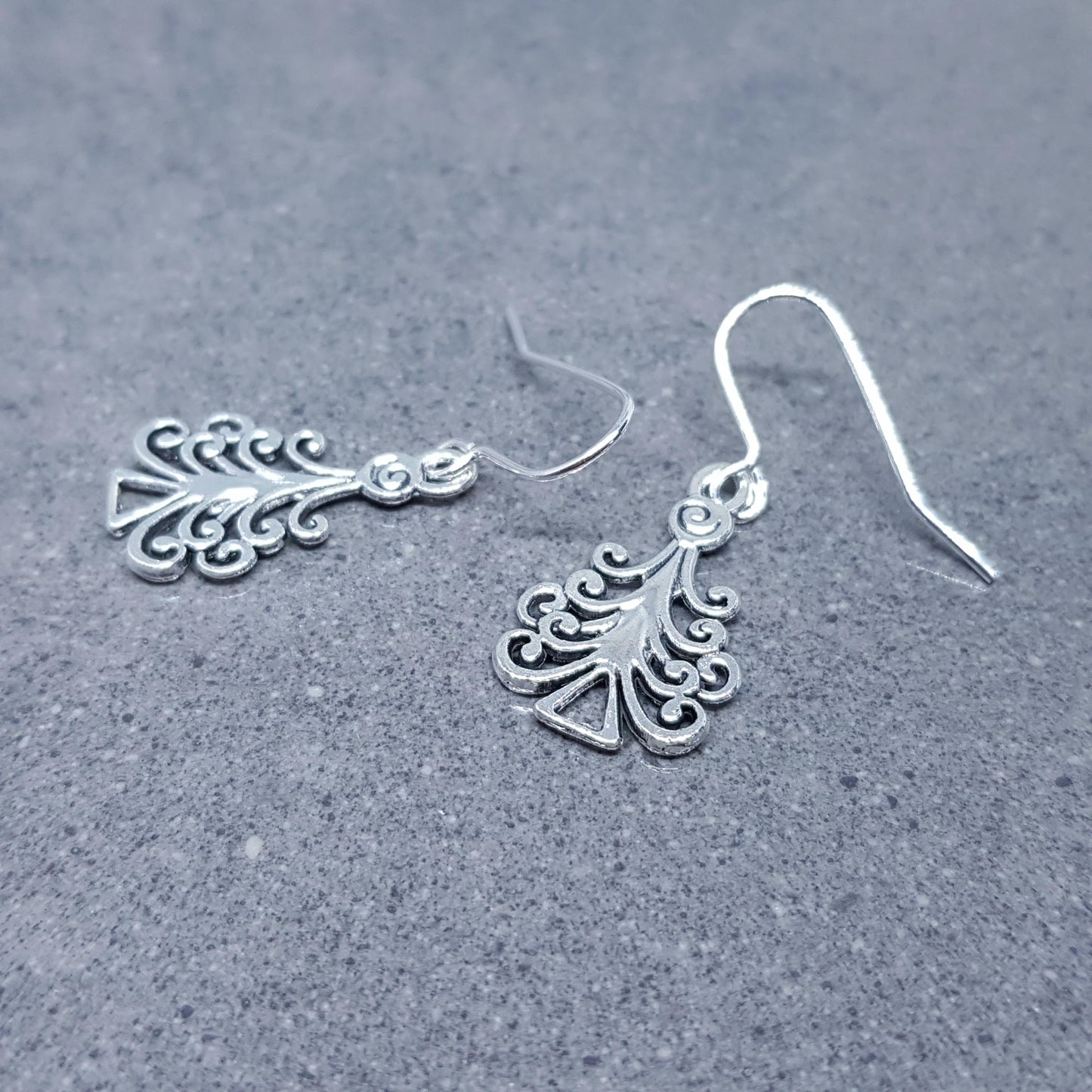 Christmas Tree Earrings, Christmas Earrings, Festive Earrings, Silver Christmas Tree