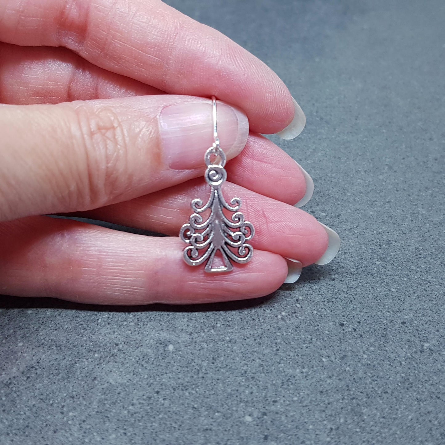 Christmas Tree Earrings, Christmas Earrings, Festive Earrings, Silver Christmas Tree