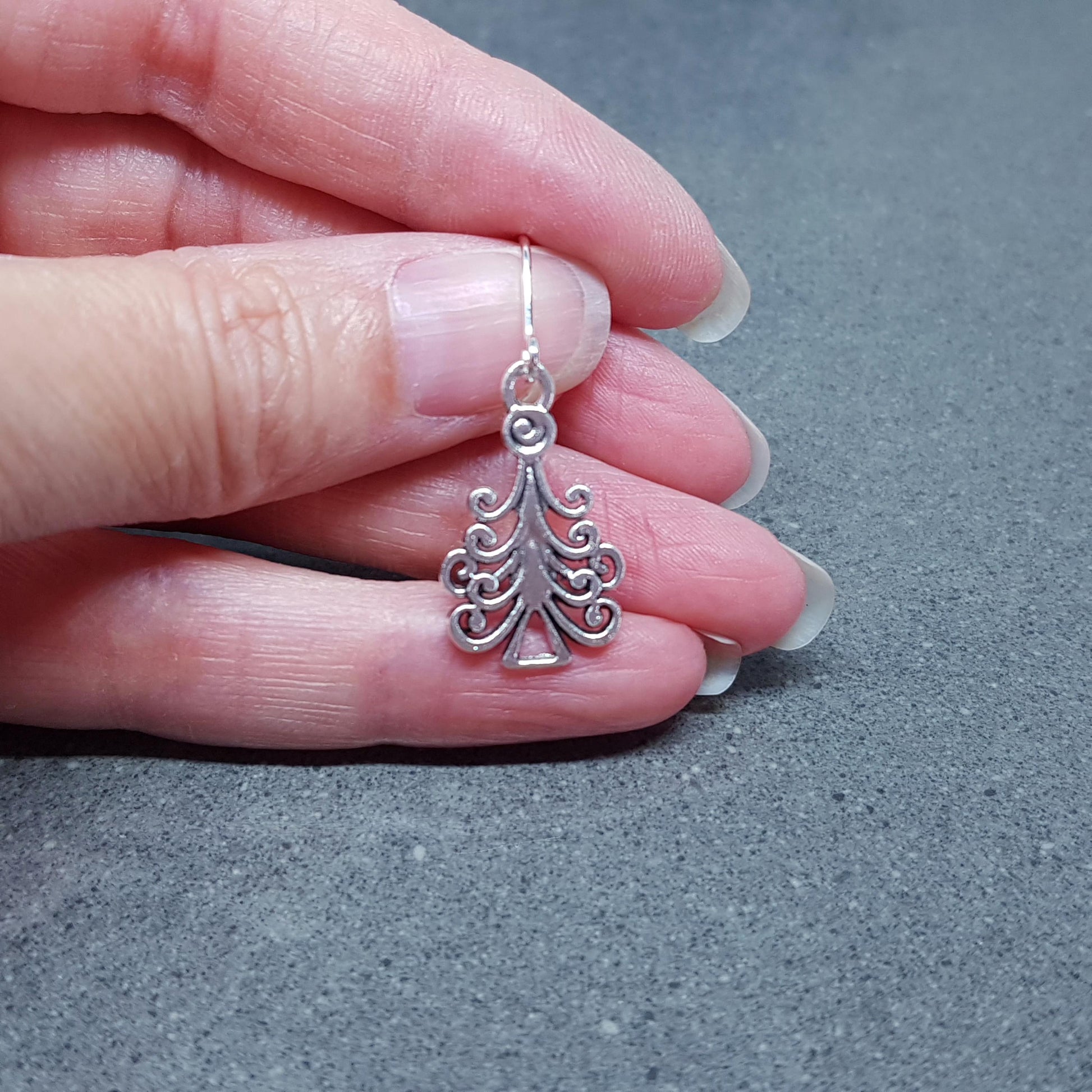 Christmas Tree Earrings, Christmas Earrings, Festive Earrings, Silver Christmas Tree