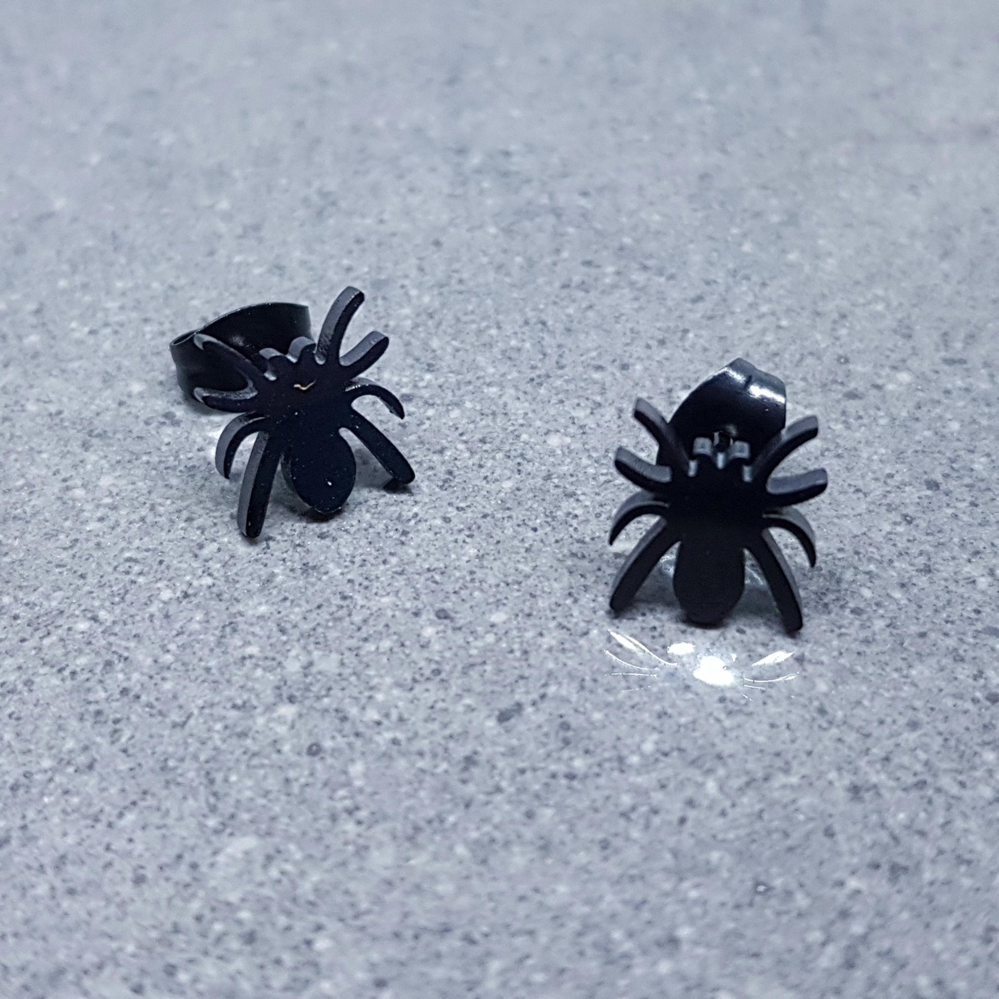 Spider Earrings, Stainless Steel Ear Studs, Hypoallergenic Earrings, Black Spider Earrings, Halloween Earrings, Spooky Gifts