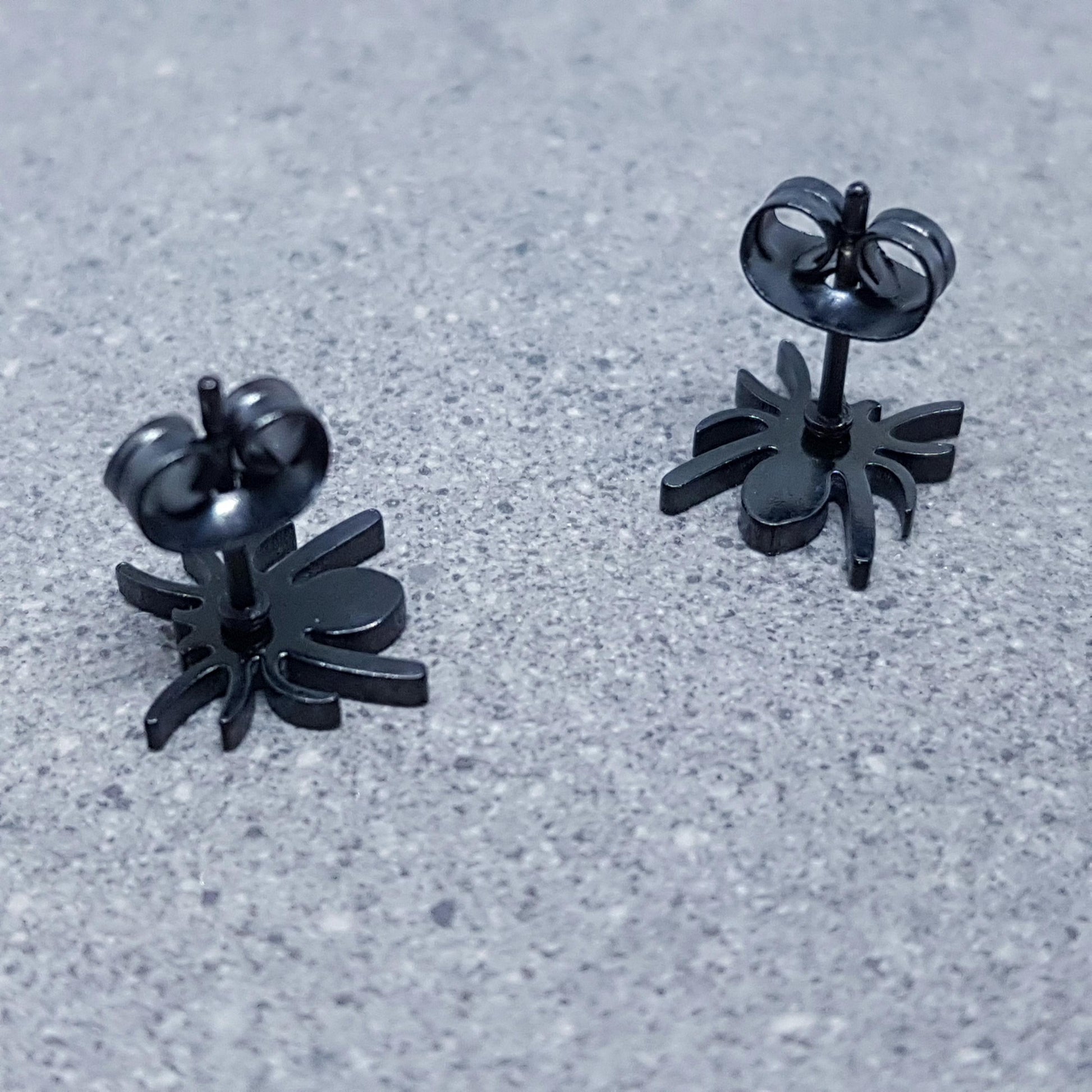 Spider Earrings, Stainless Steel Ear Studs, Hypoallergenic Earrings, Black Spider Earrings, Halloween Earrings, Spooky Gifts