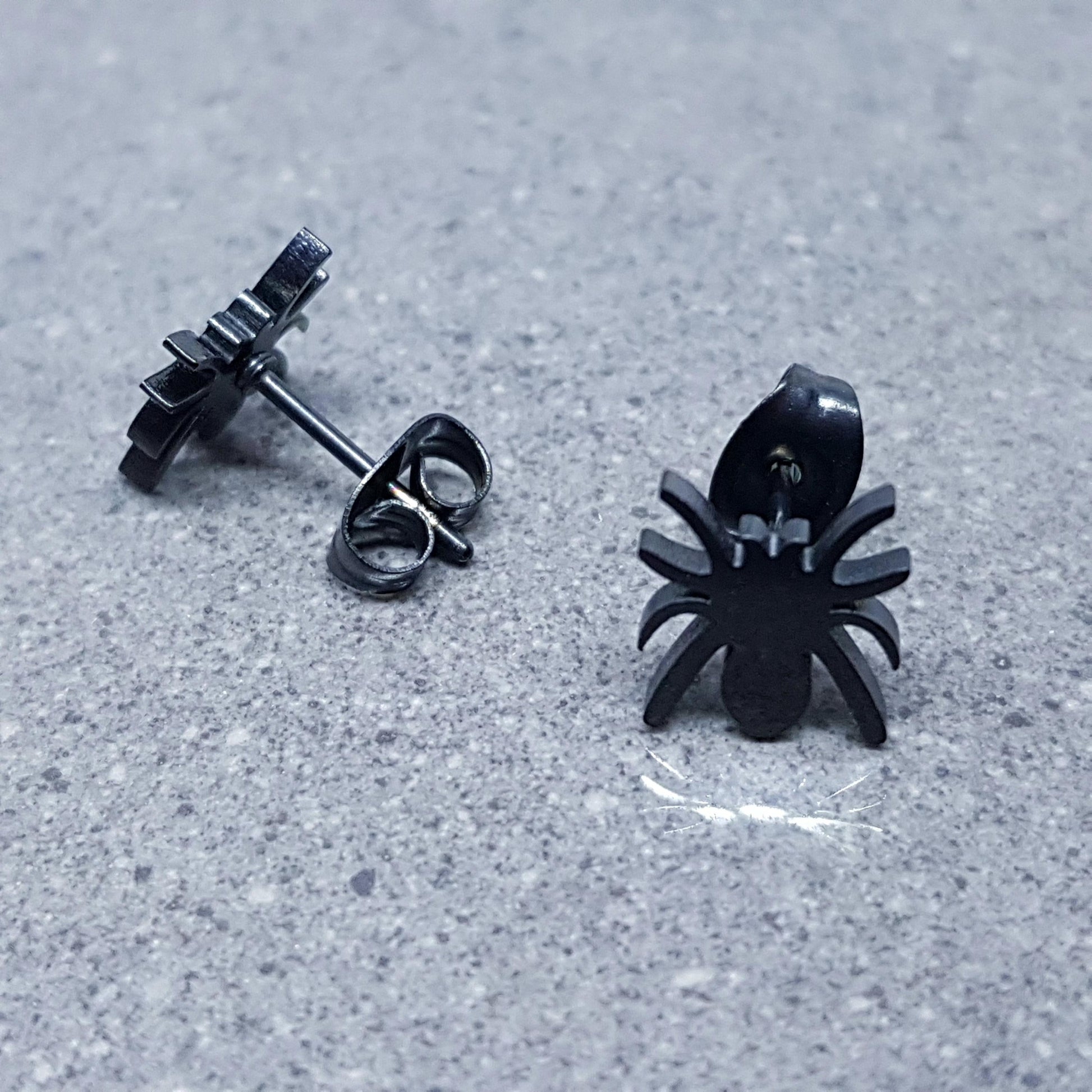 Spider Earrings, Stainless Steel Ear Studs, Hypoallergenic Earrings, Black Spider Earrings, Halloween Earrings, Spooky Gifts