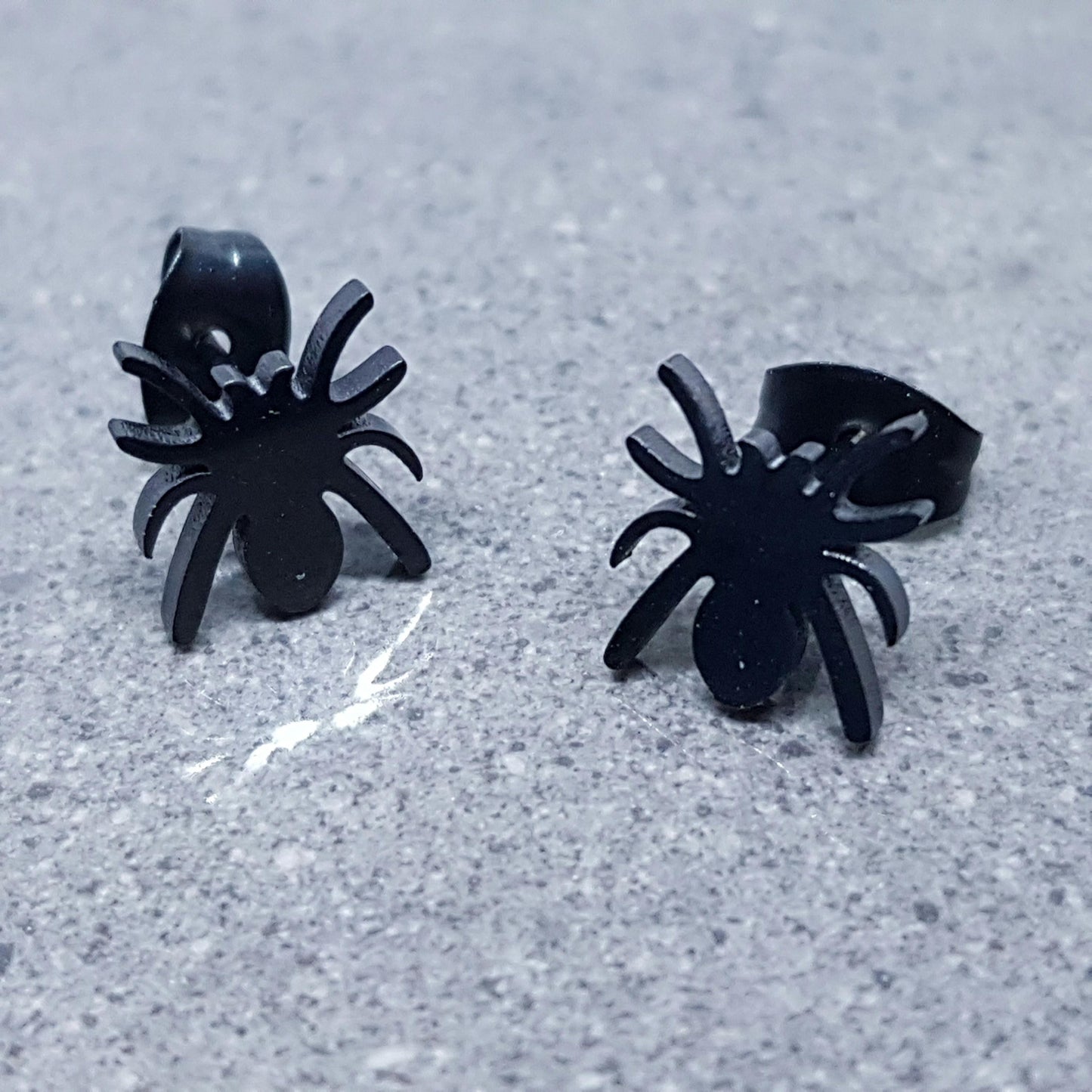 Spider Earrings, Stainless Steel Ear Studs, Hypoallergenic Earrings, Black Spider Earrings, Halloween Earrings, Spooky Gifts