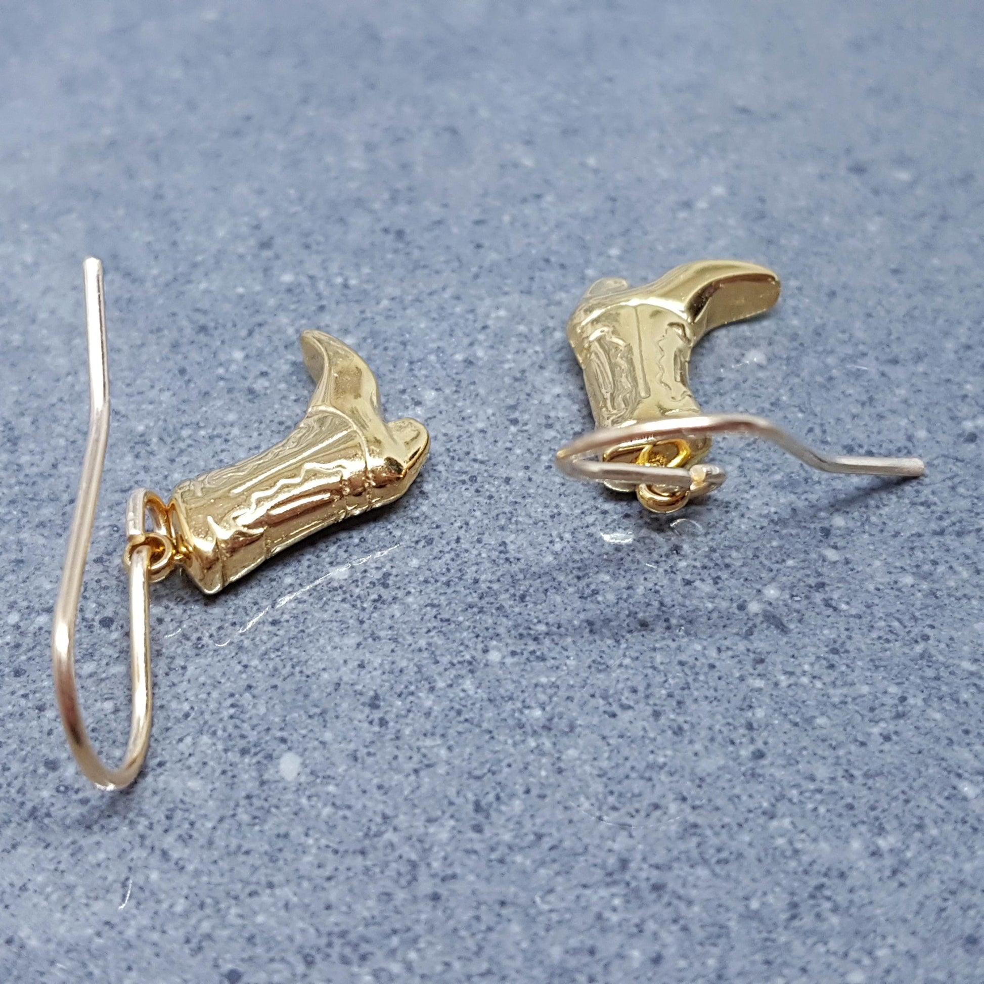 Cowboy Boot Earrings with a choice of Ear Wires, 14k Gold Plated