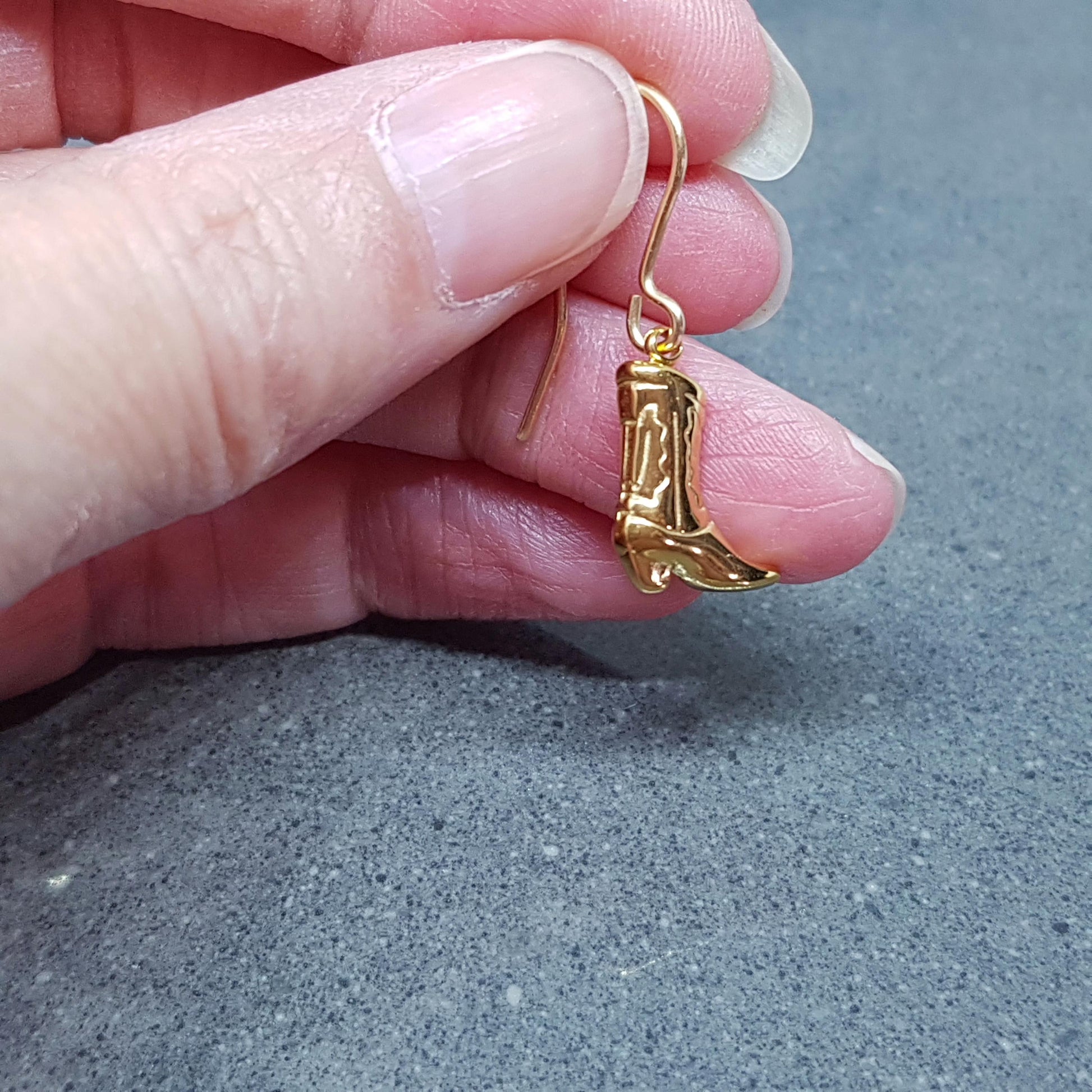 Cowboy Boot Earrings with a choice of Ear Wires, 14k Gold Plated