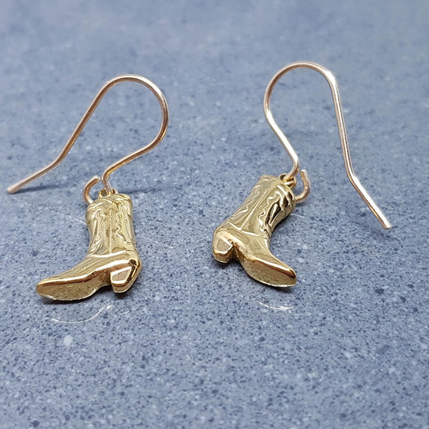 Cowboy Boot Earrings with a choice of Ear Wires, 14k Gold Plated