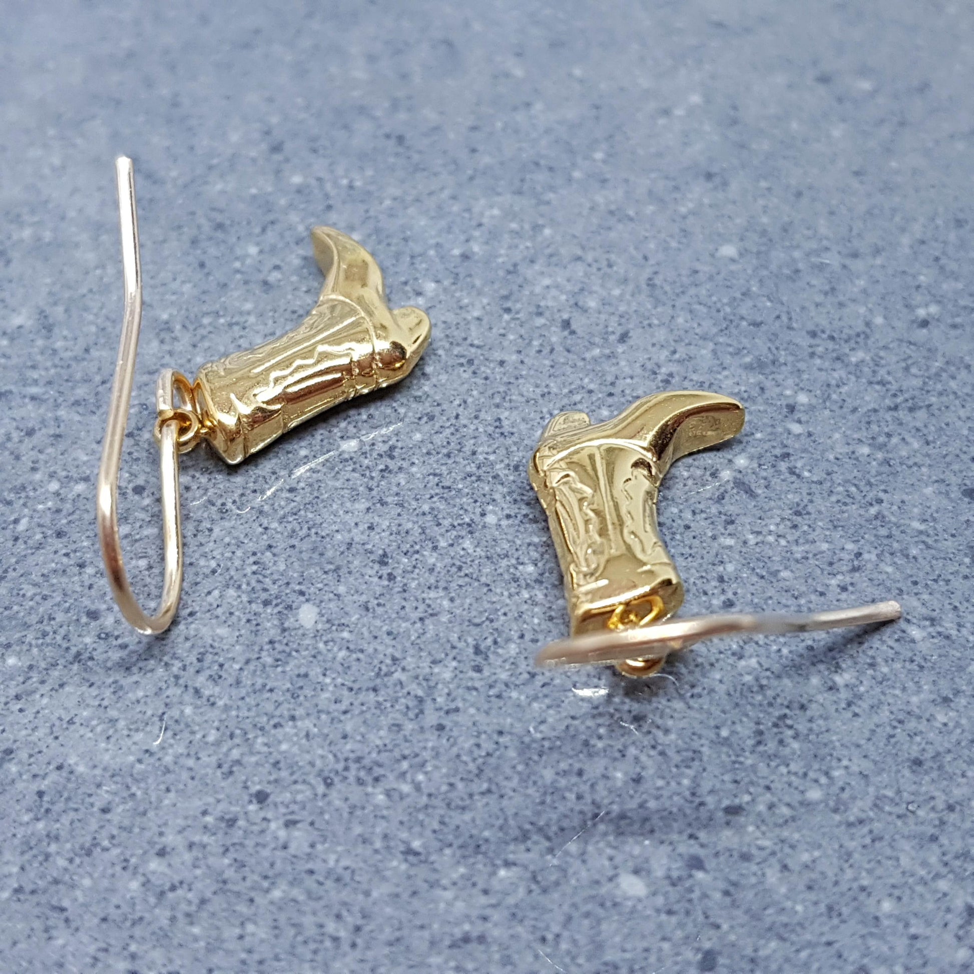 Cowboy Boot Earrings with a choice of Ear Wires, 14k Gold Plated
