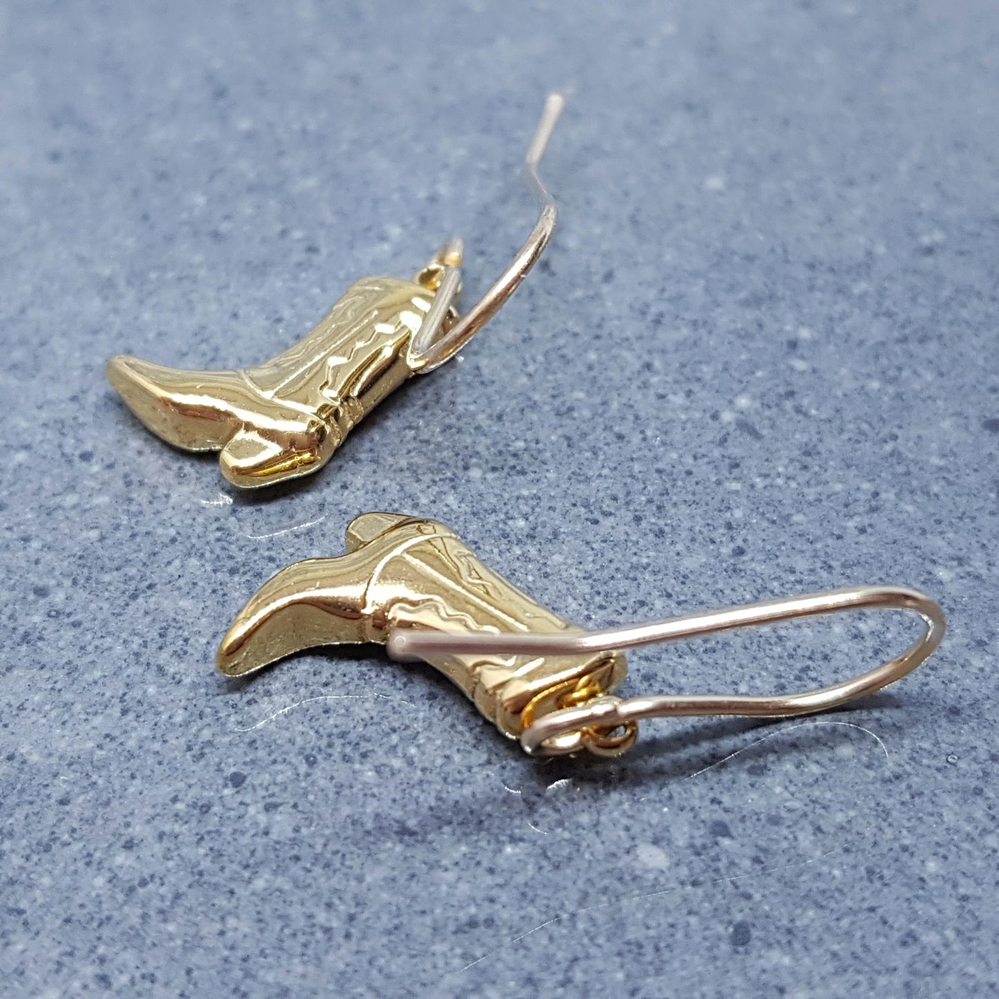 Cowboy Boot Earrings with a choice of Ear Wires, 14k Gold Plated
