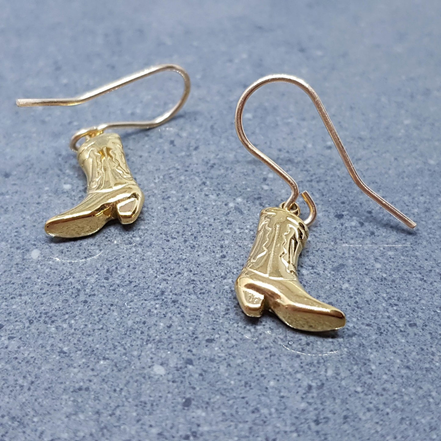 Cowboy Boot Earrings with a choice of Ear Wires, 14k Gold Plated