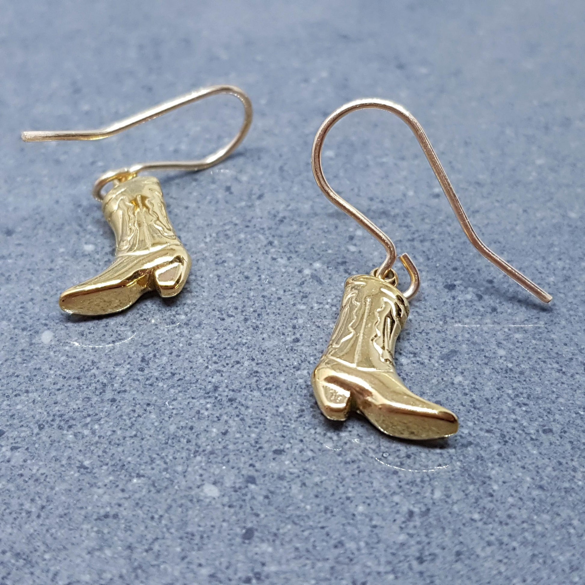 Cowboy Boot Earrings with a choice of Ear Wires, 14k Gold Plated