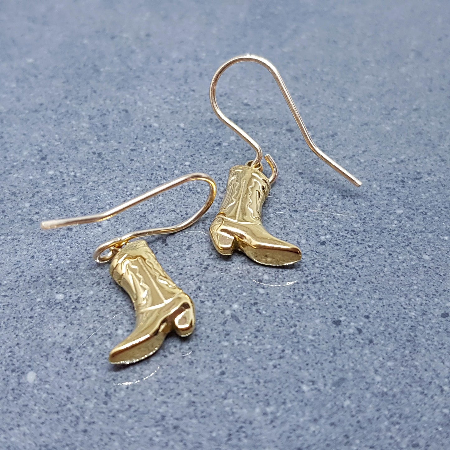 Cowboy Boot Earrings with a choice of Ear Wires, 14k Gold Plated